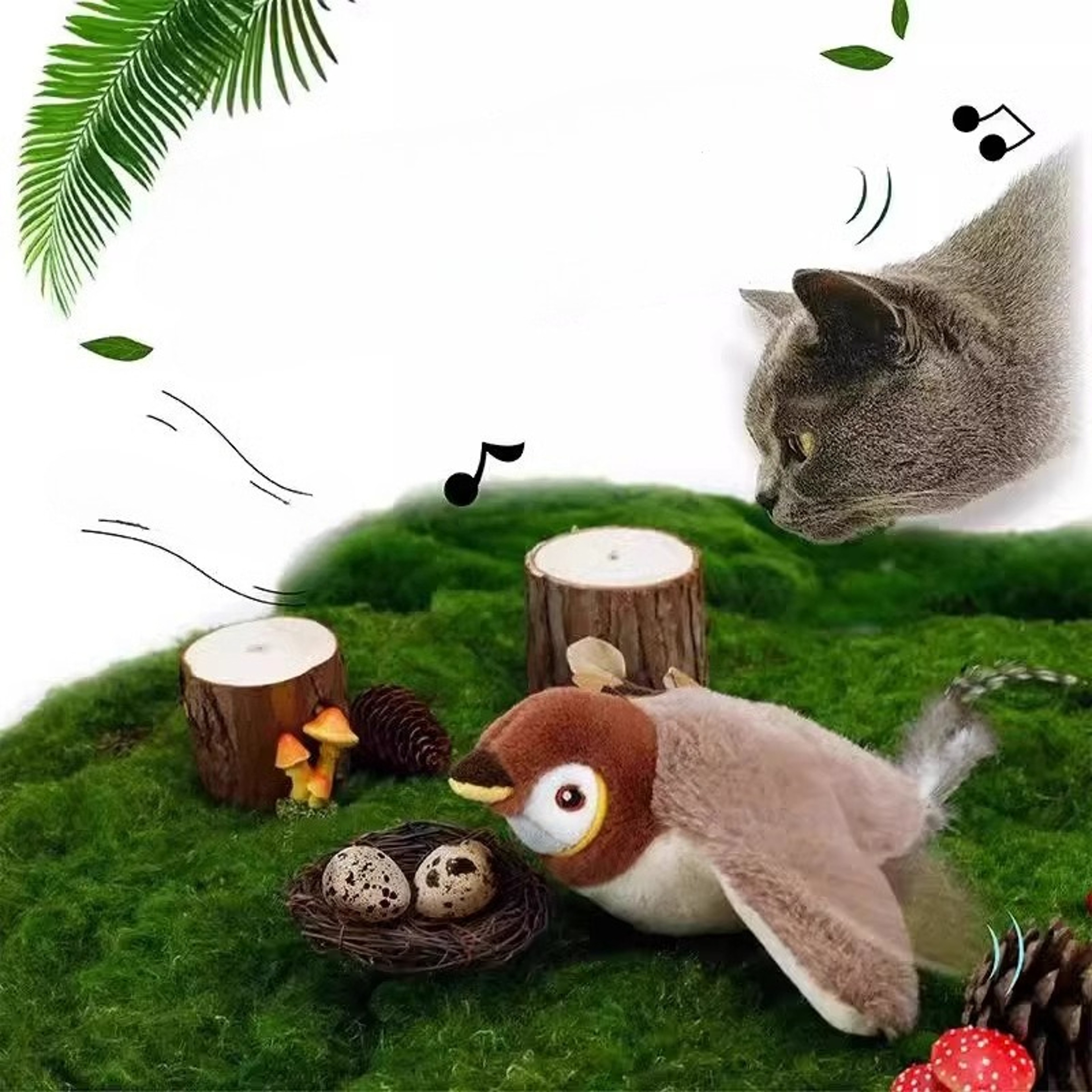 Rechargeable Automatic Teaser Cat Toy, Bird Feather Interactive Squeaky Kitten Toy, Bite Resistant – view 5