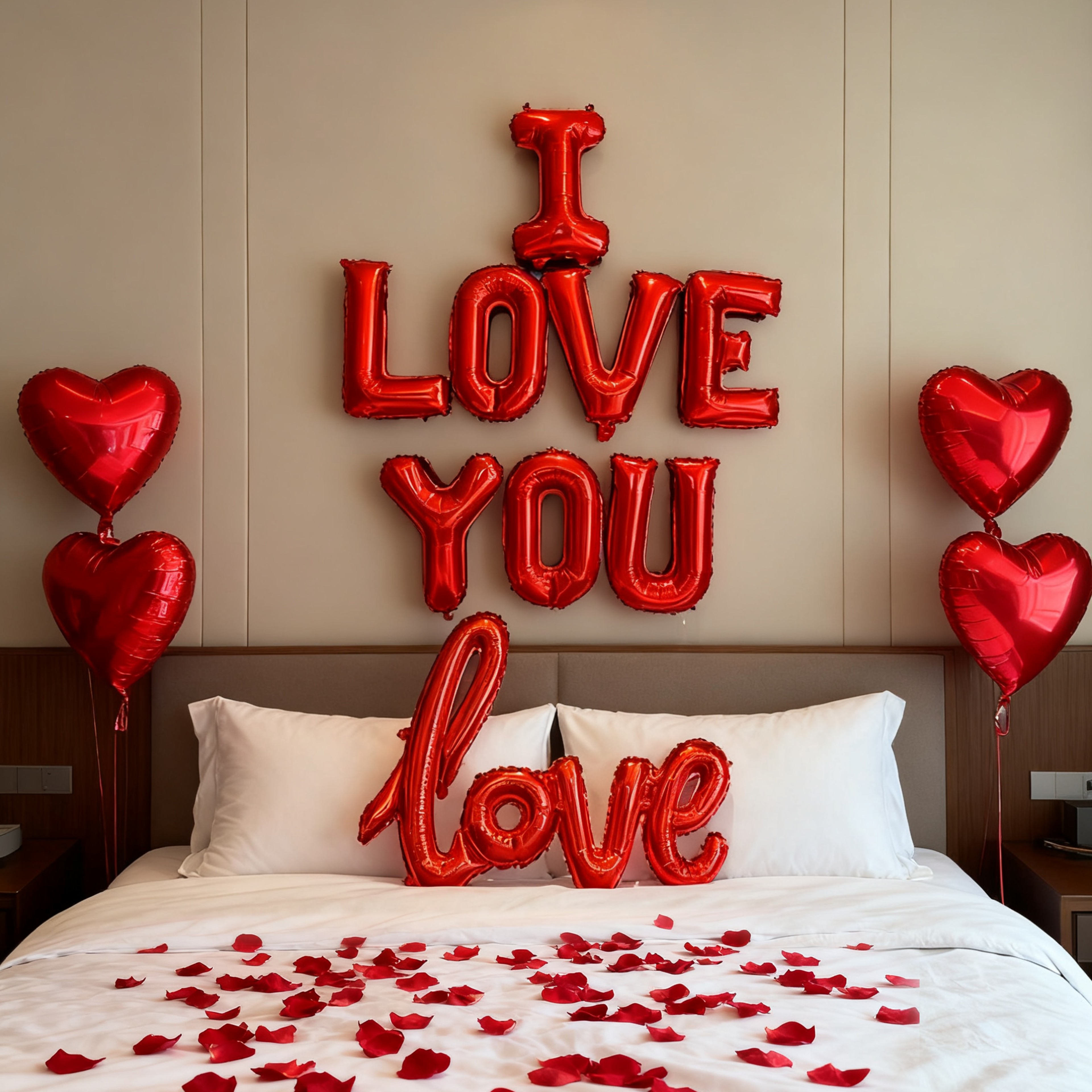 Heart Shaped Aluminum Film Balloon with Red Simulated Petals for Valentine's Day Wedding Decoration – view 1