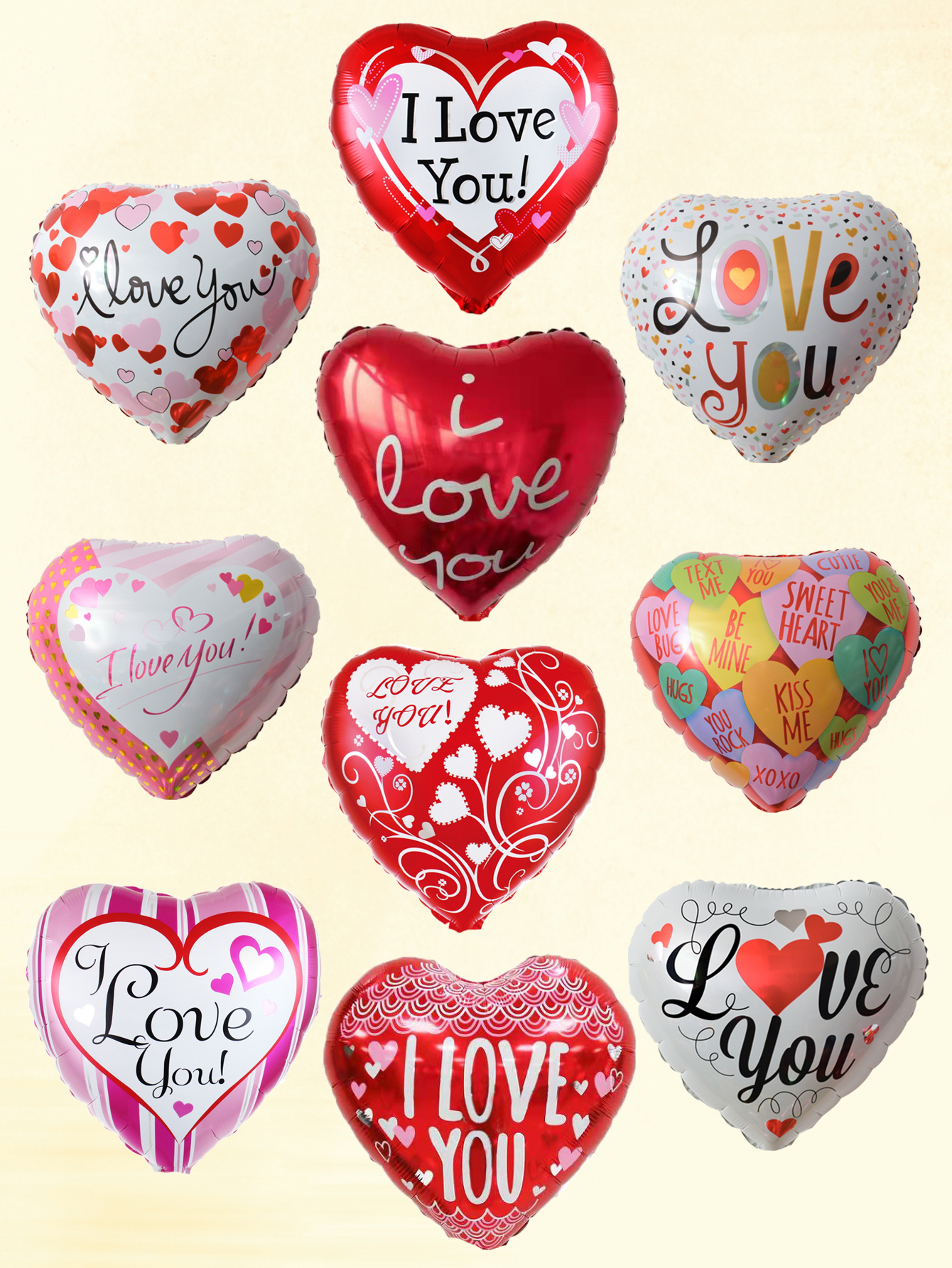 I Love You Heart Helium Balloons, Love Heart Foil Balloons, Valentine's Day Engagement Decoration – view 3