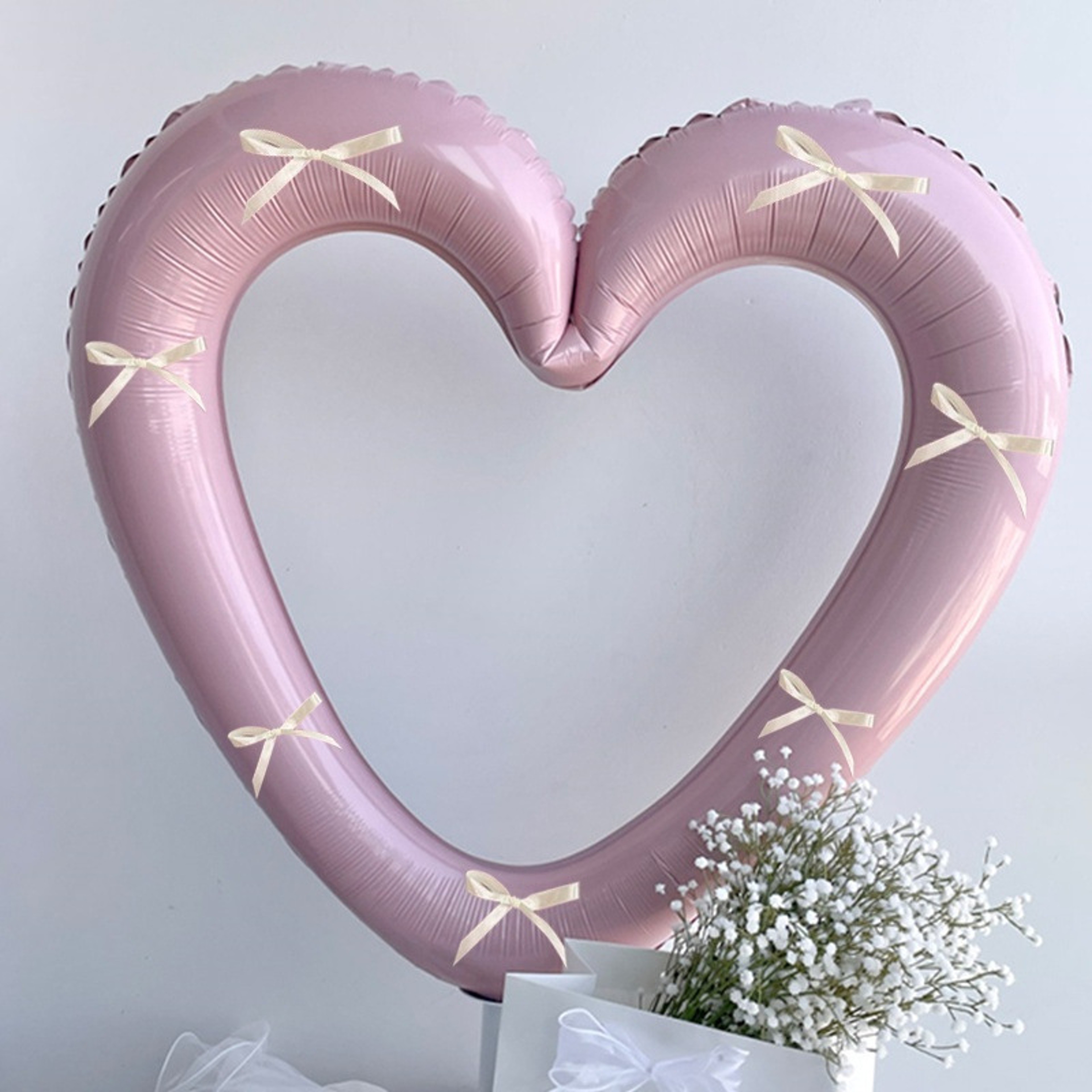 Helium Balloon with Bowknot, Love Heart Aluminium Film Balloon – view 7