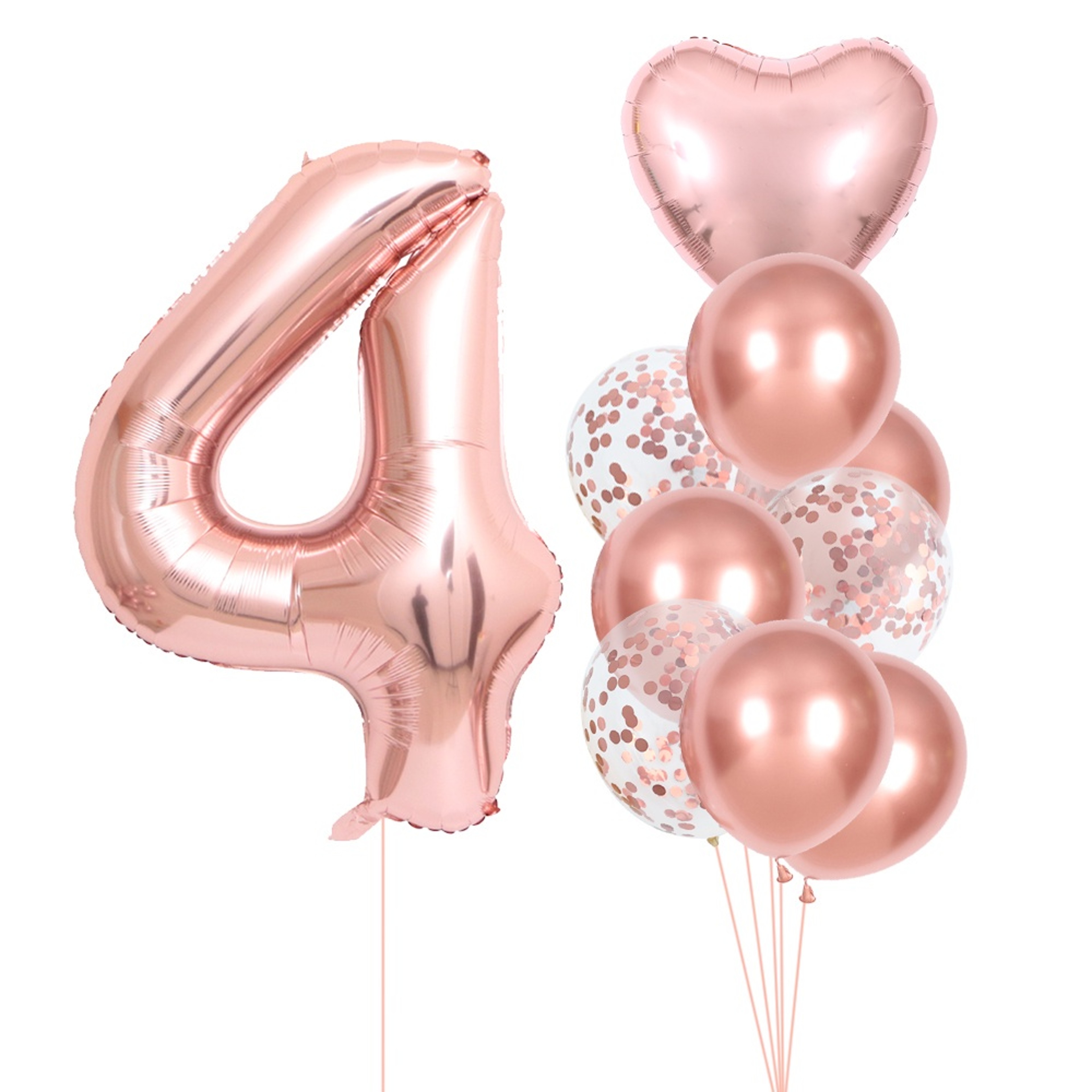 Rose Golden Number  Heart Balloons For Wedding And Birthday Celebration 8