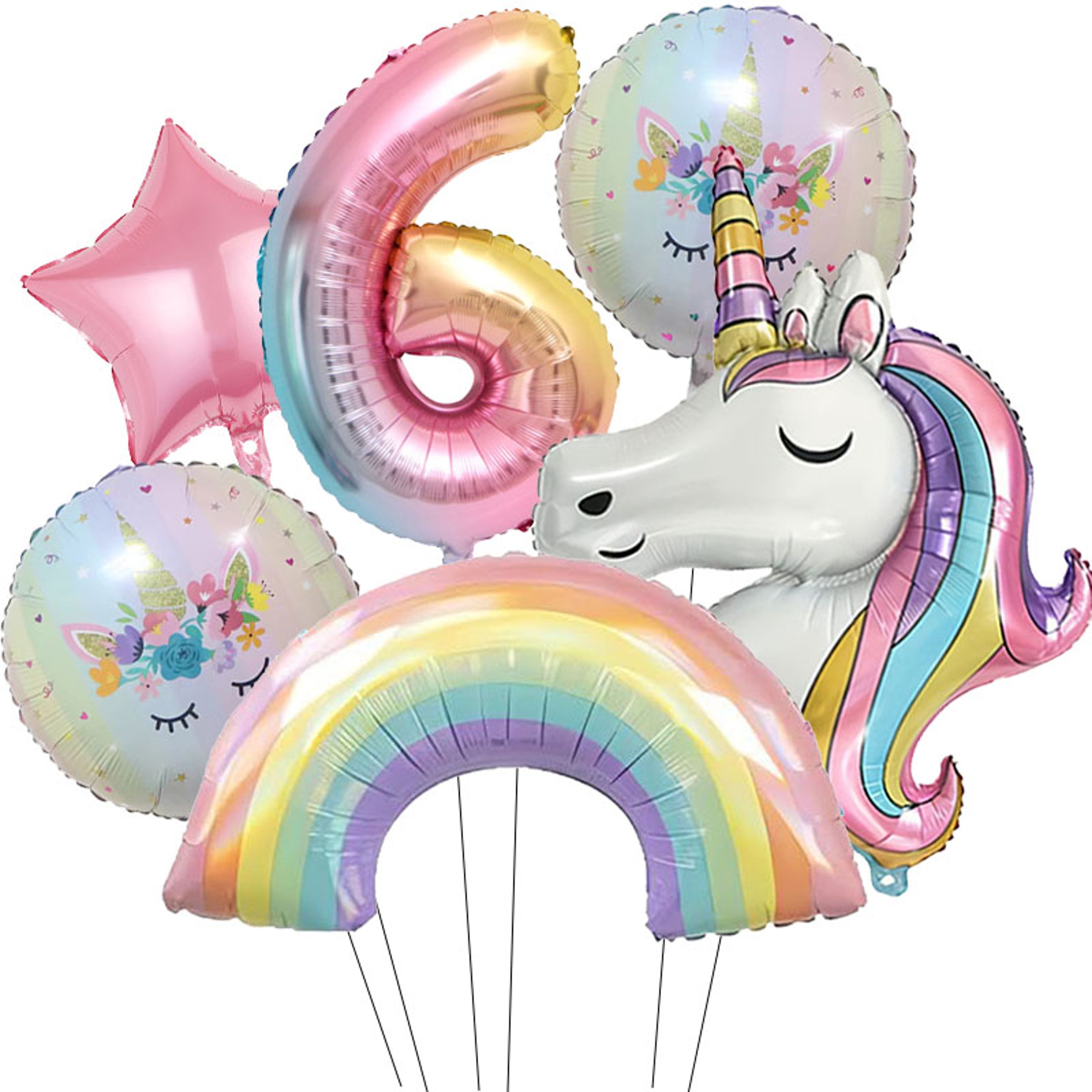 Unicorn Birthday Party Decoration, Gradient Number Balloon Unicorn Party Supplies – view 8