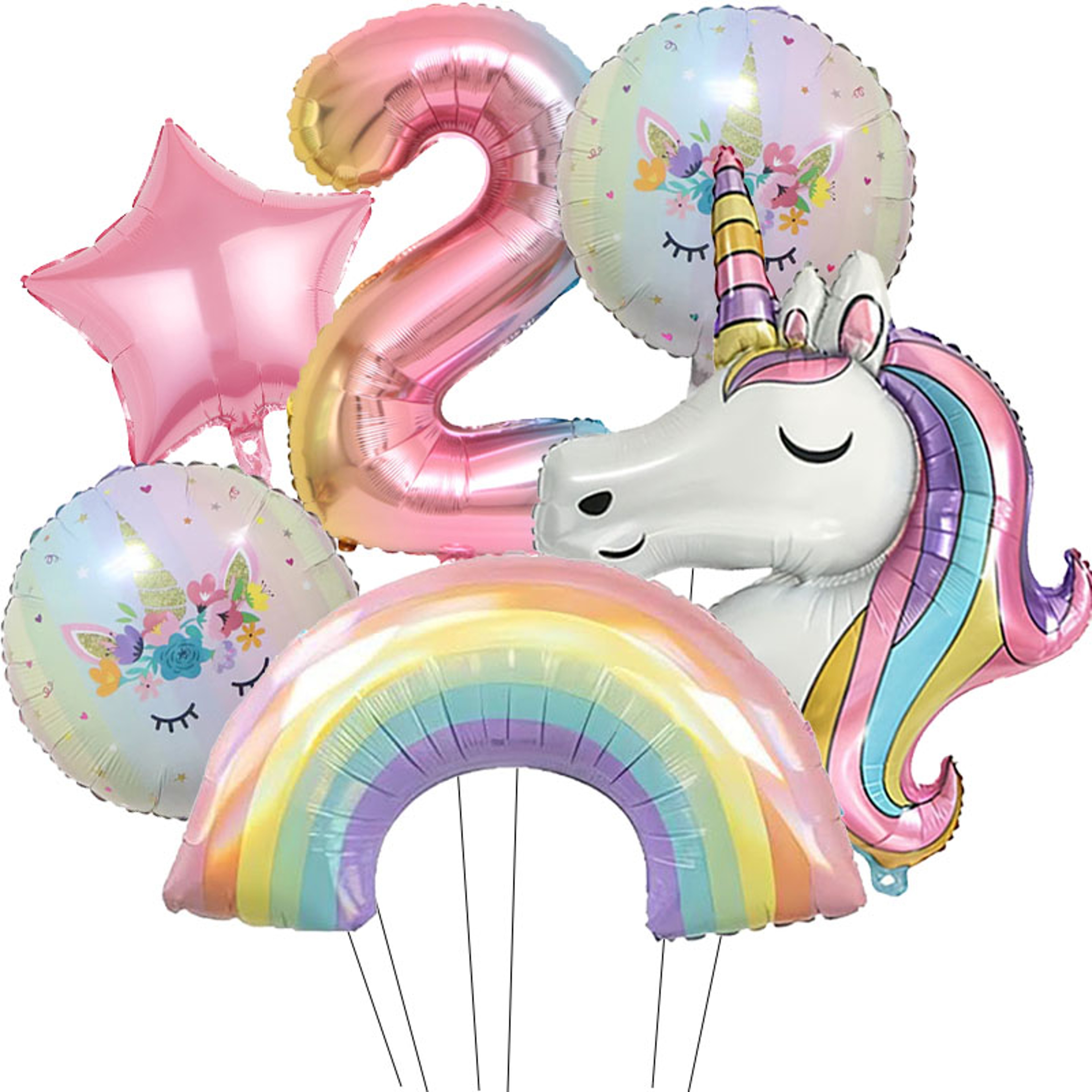 Unicorn Birthday Party Decoration, Gradient Number Balloon Unicorn Party Supplies – view 10