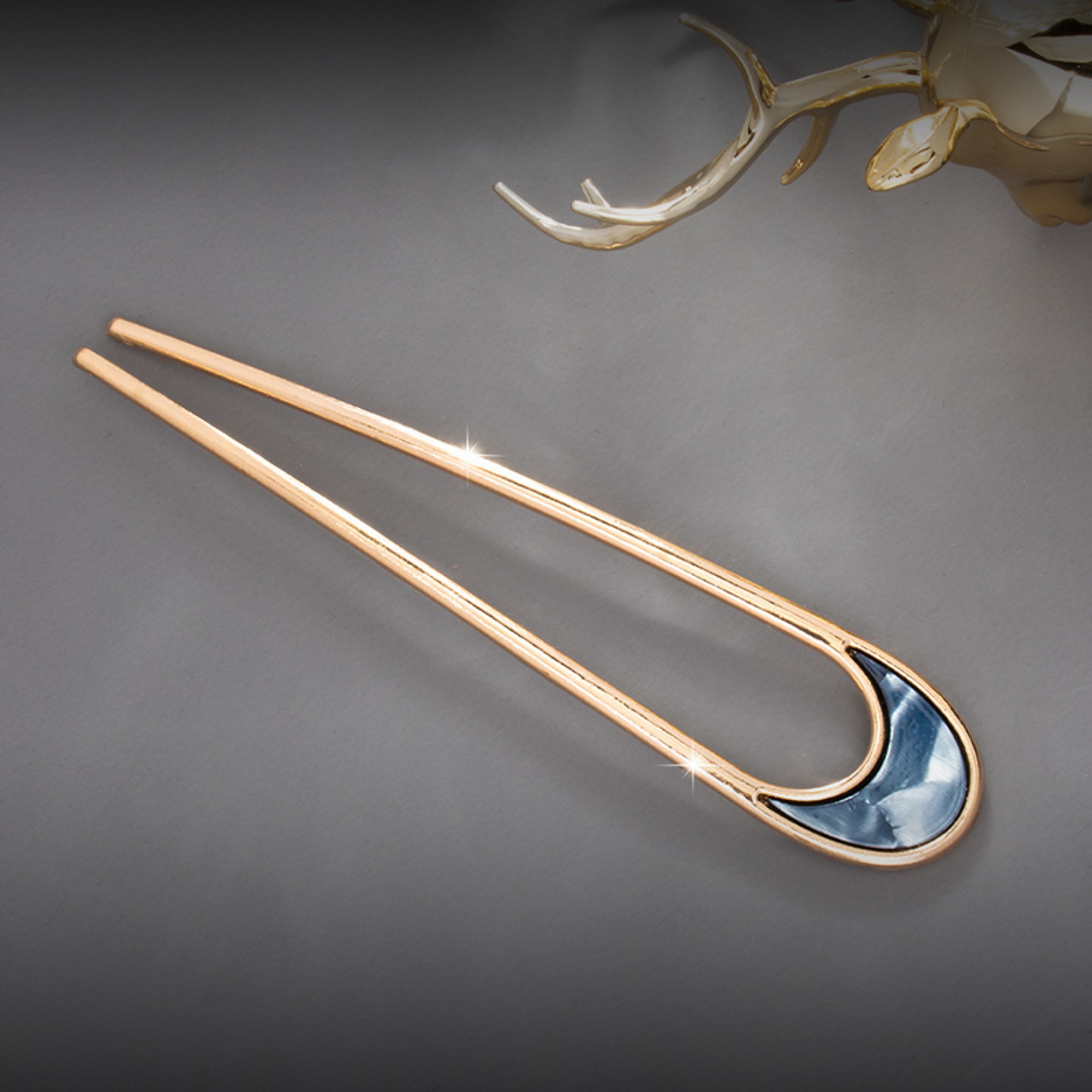Metal U Shape Hair Stick, Elegant Shell Enamel Hairpin for Women, Hairwear Accessories Jewelry – view 7