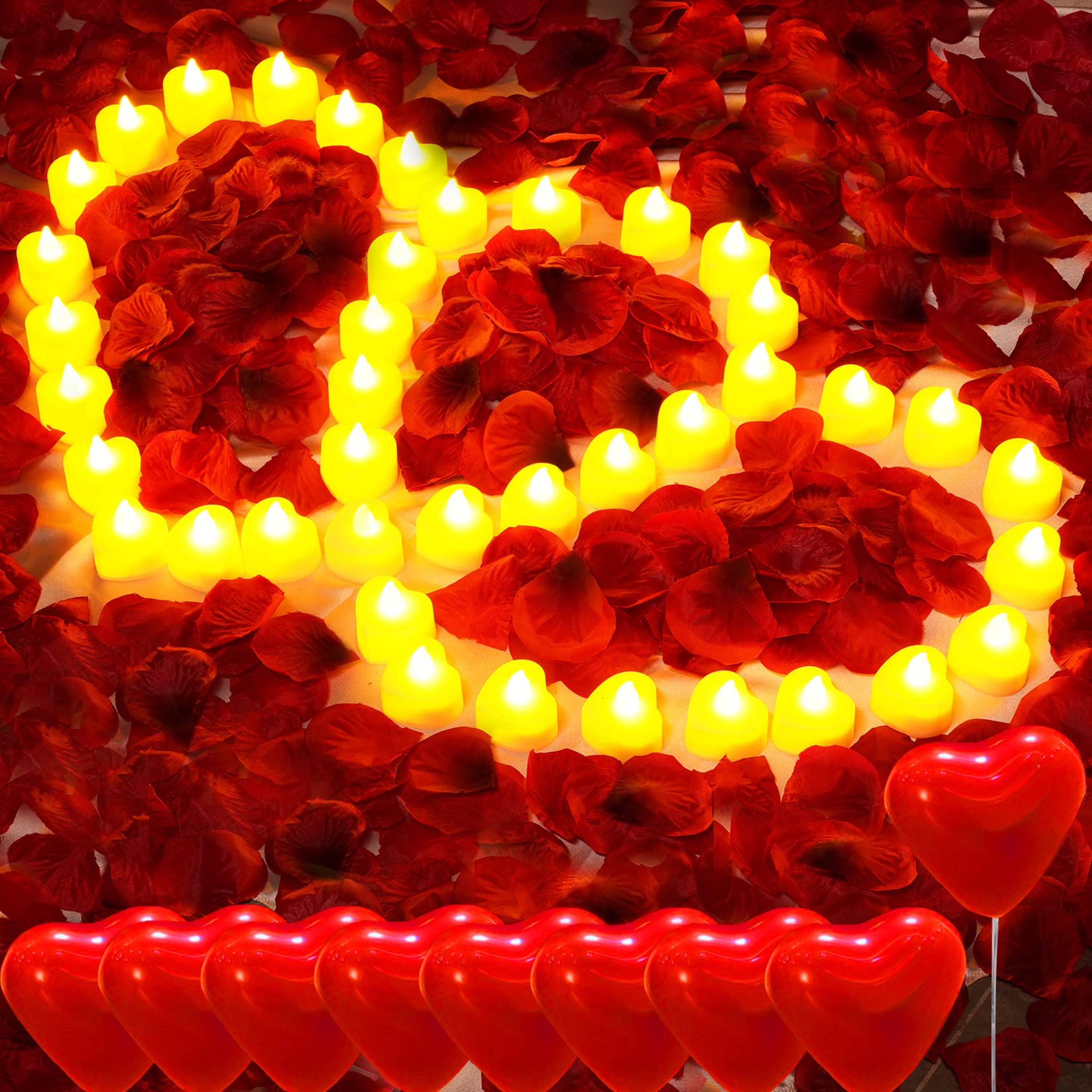 Romantic Flameless Rose Petal Tea Lights For Anniversary Wedding Table Night Light 0