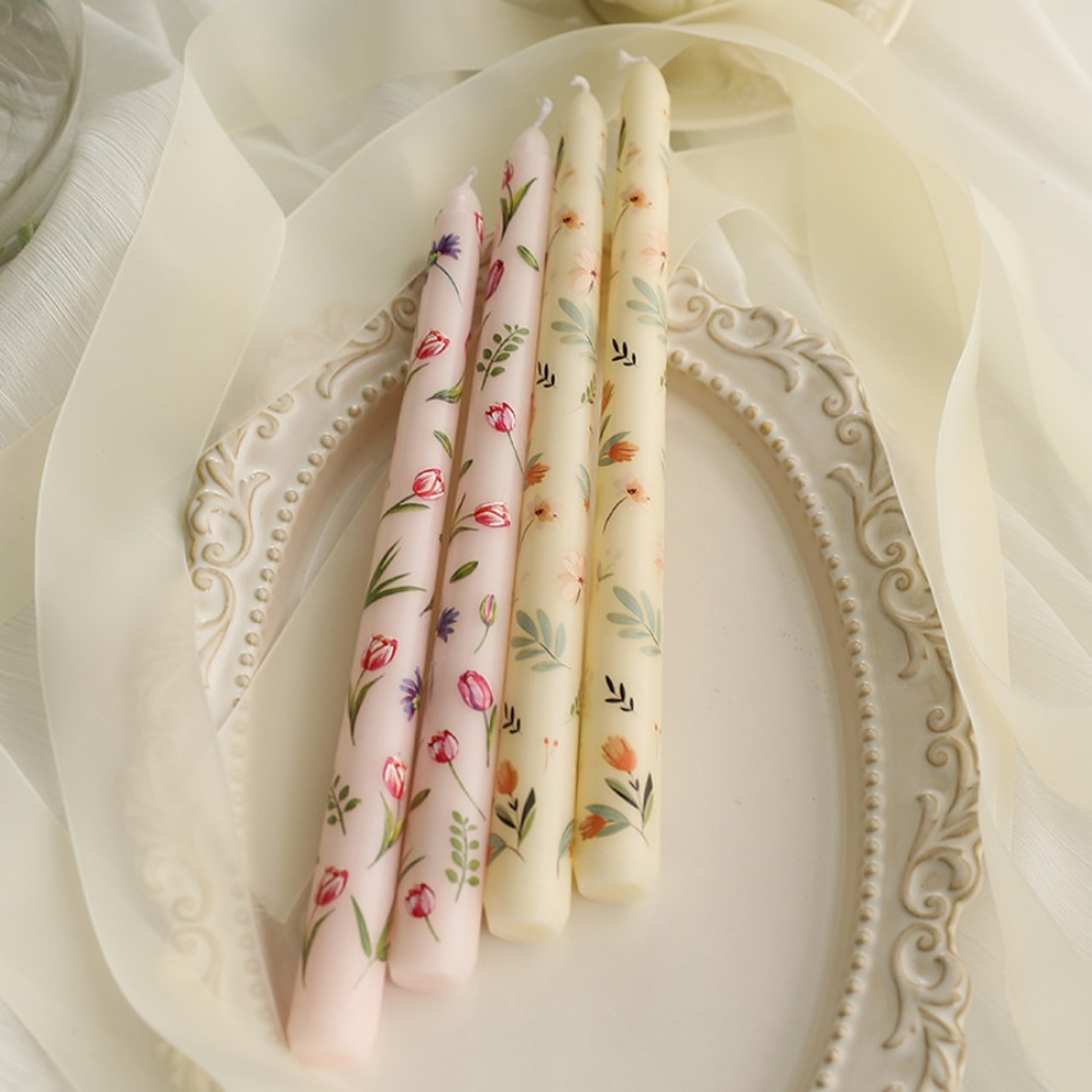 Long Romantic Hand Painted Rose Candle For Home  Wedding Decor 2