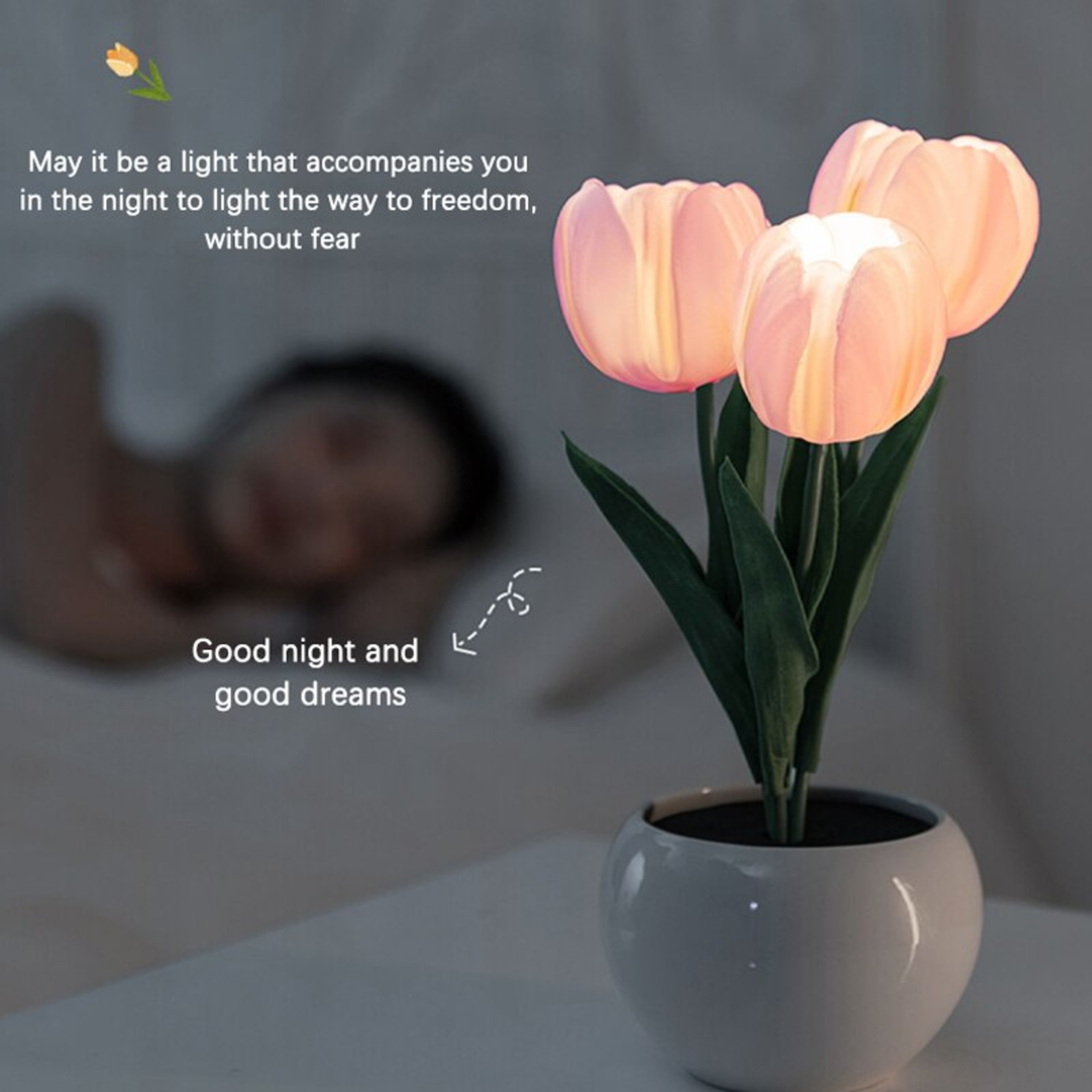 Simulation Flower Bouquet Tulip Table Lamp LED Bedside Lamp Romantic Bedroom Home Decoration 3