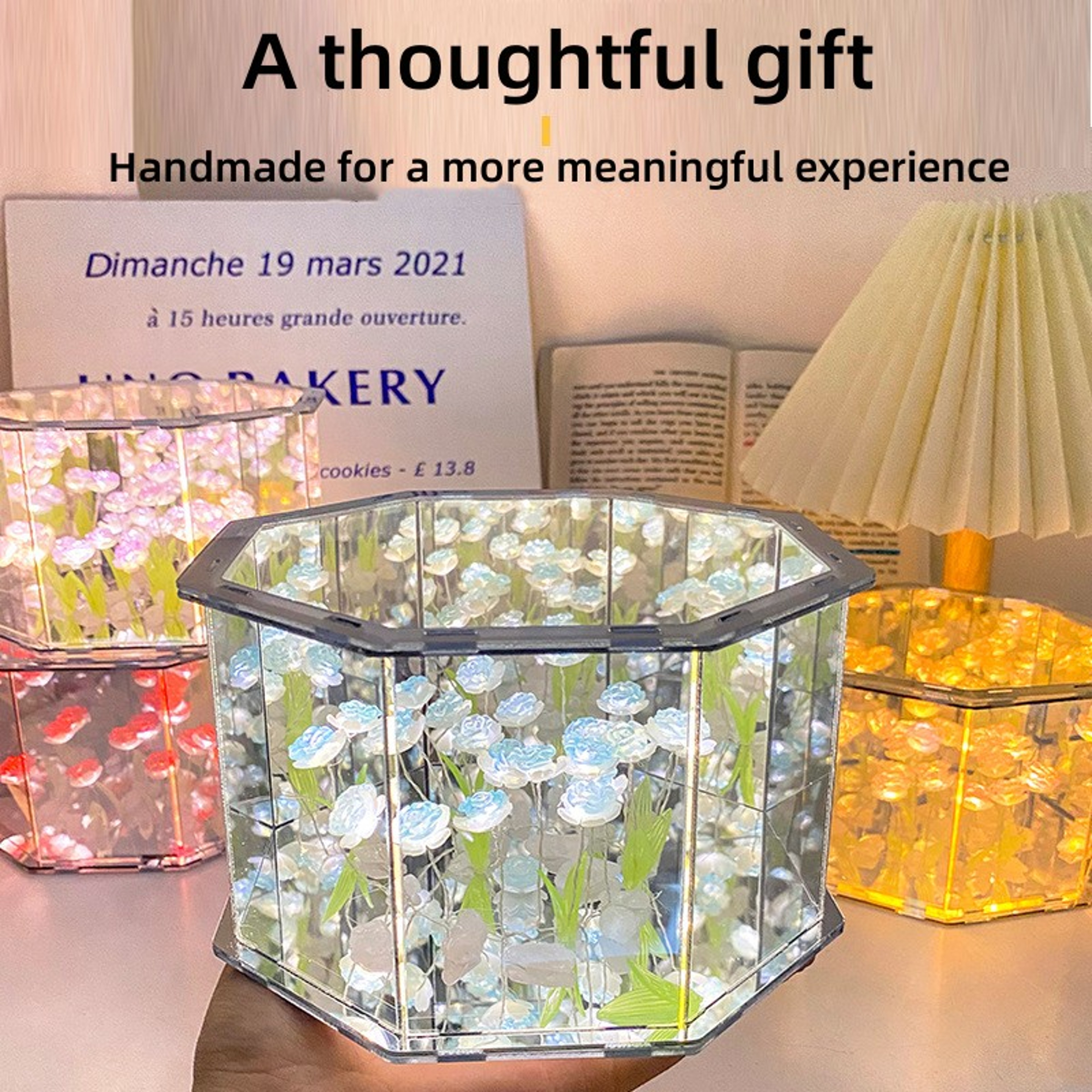 Three-Dimensional Tulip Night Light, DIY Handmade Craft Lamp, LED Birthday Gift – view 1