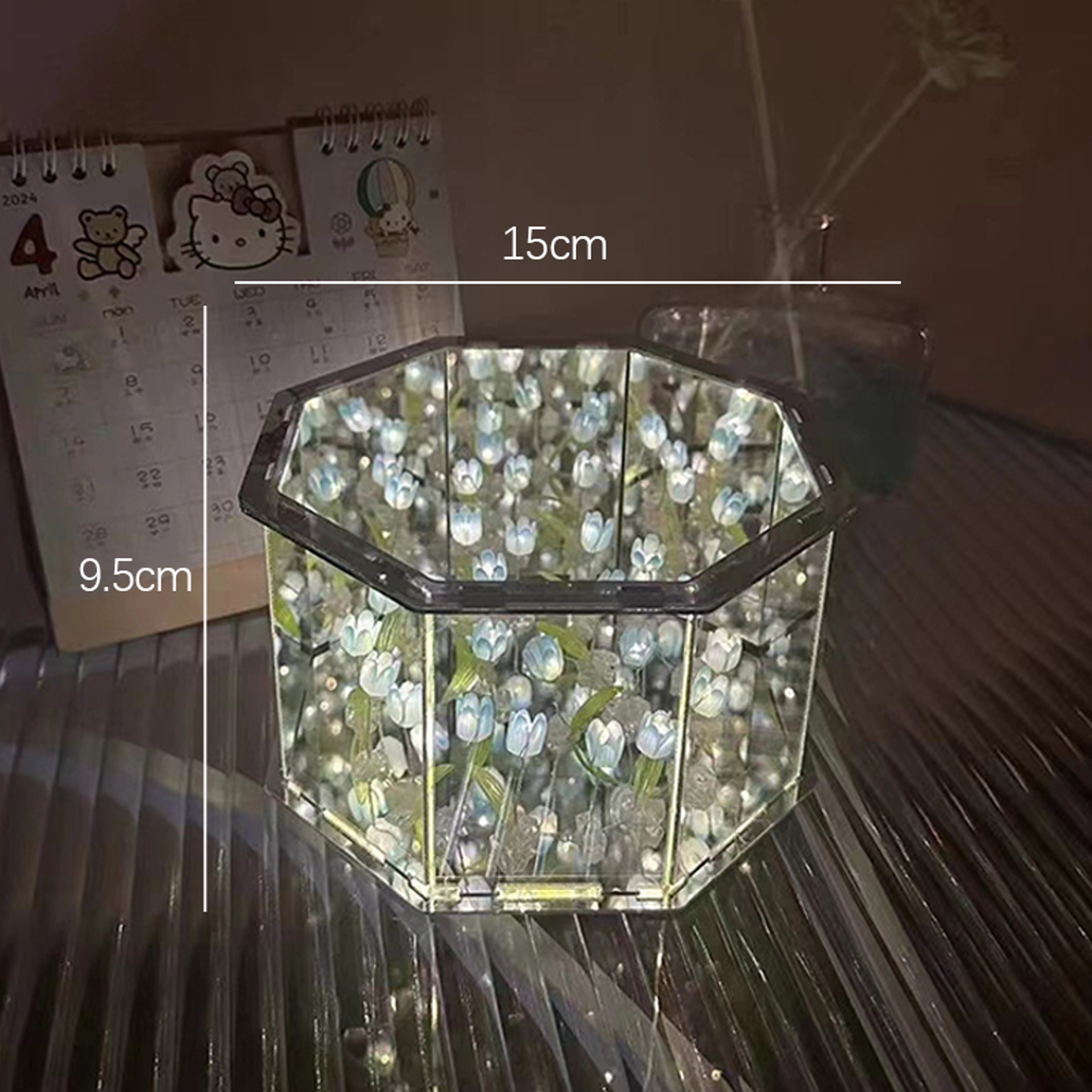 DIY Tulip Mirror Cube Lamp ThreeDimensional Nightlight Handmade Craft Birthday Gift LED Tulip Night 6
