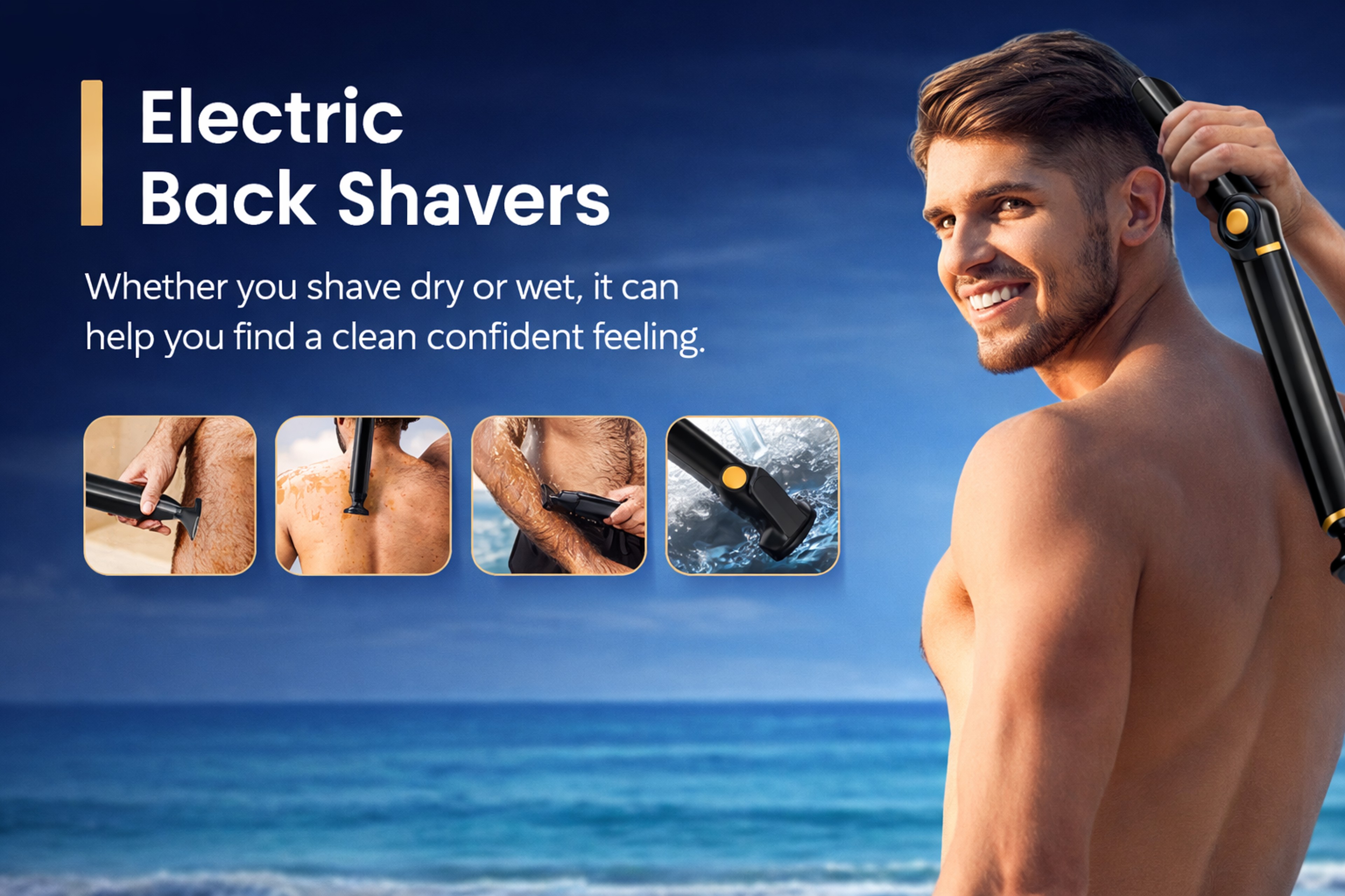 Electric Back Shaver for Men, Rechargeable Groomer, Foldable Handle Facial Hair Trimmer Razor, Back Hair Removal – view 12