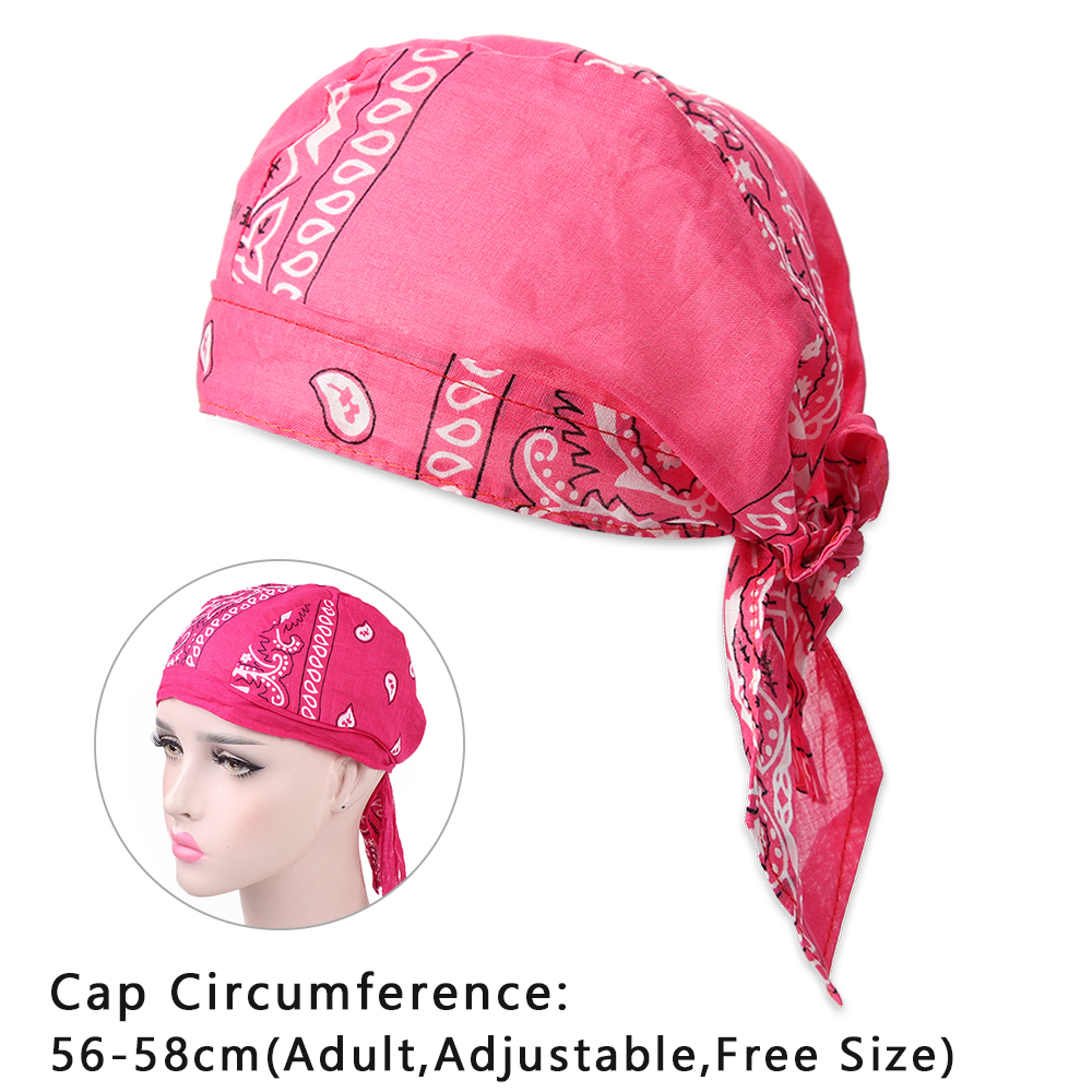 Adjustable Chemo Cap for Men Women, Quick Dry Pirate Hat, Outdoor Sport Bandana Cycling Headscarf – view 5