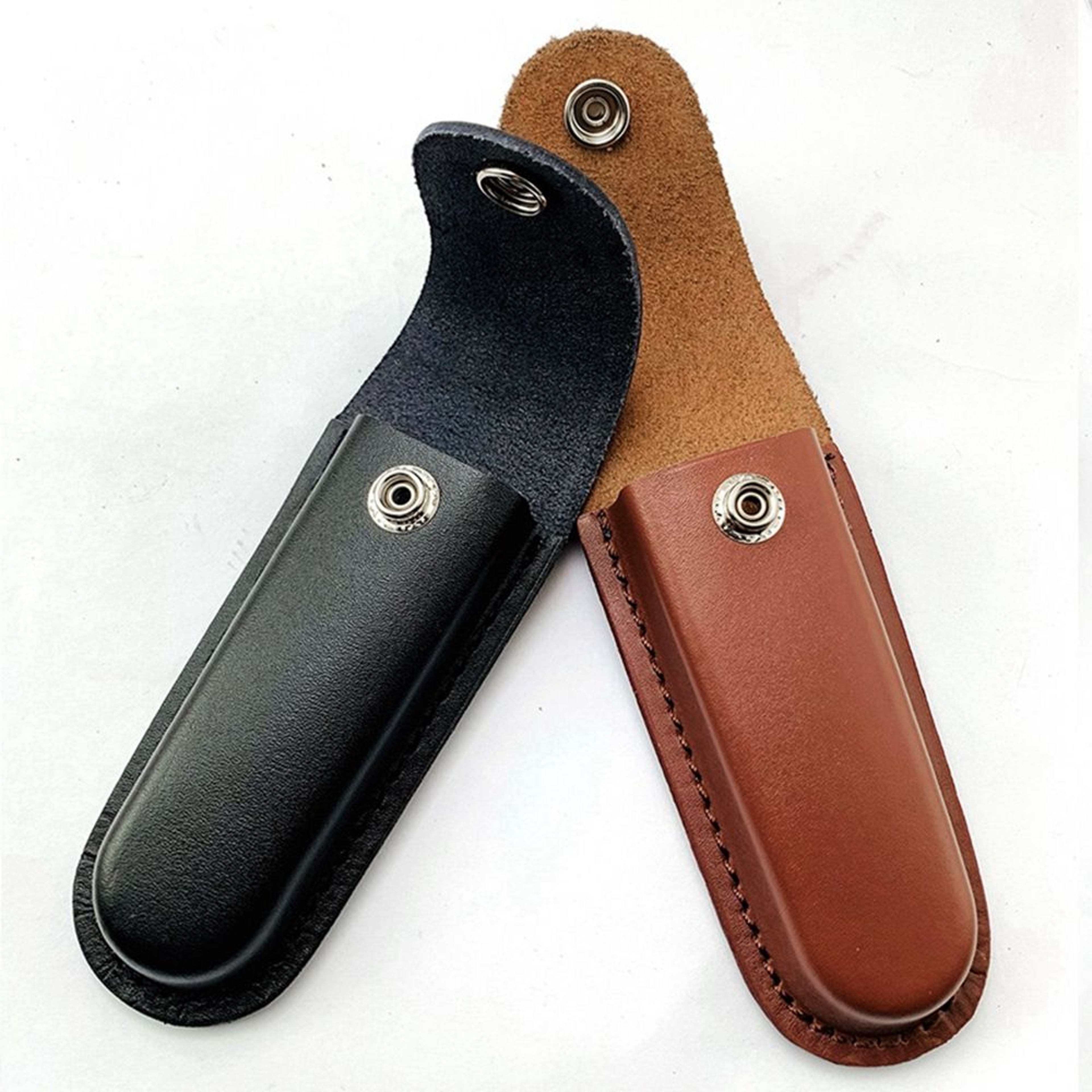 Leather Brown Fold Knife Scabbard Tool Flashlight Belt Loop Case Holder Outdoor Carry Equipment Pocket Hunt Camp Sheath – view 4