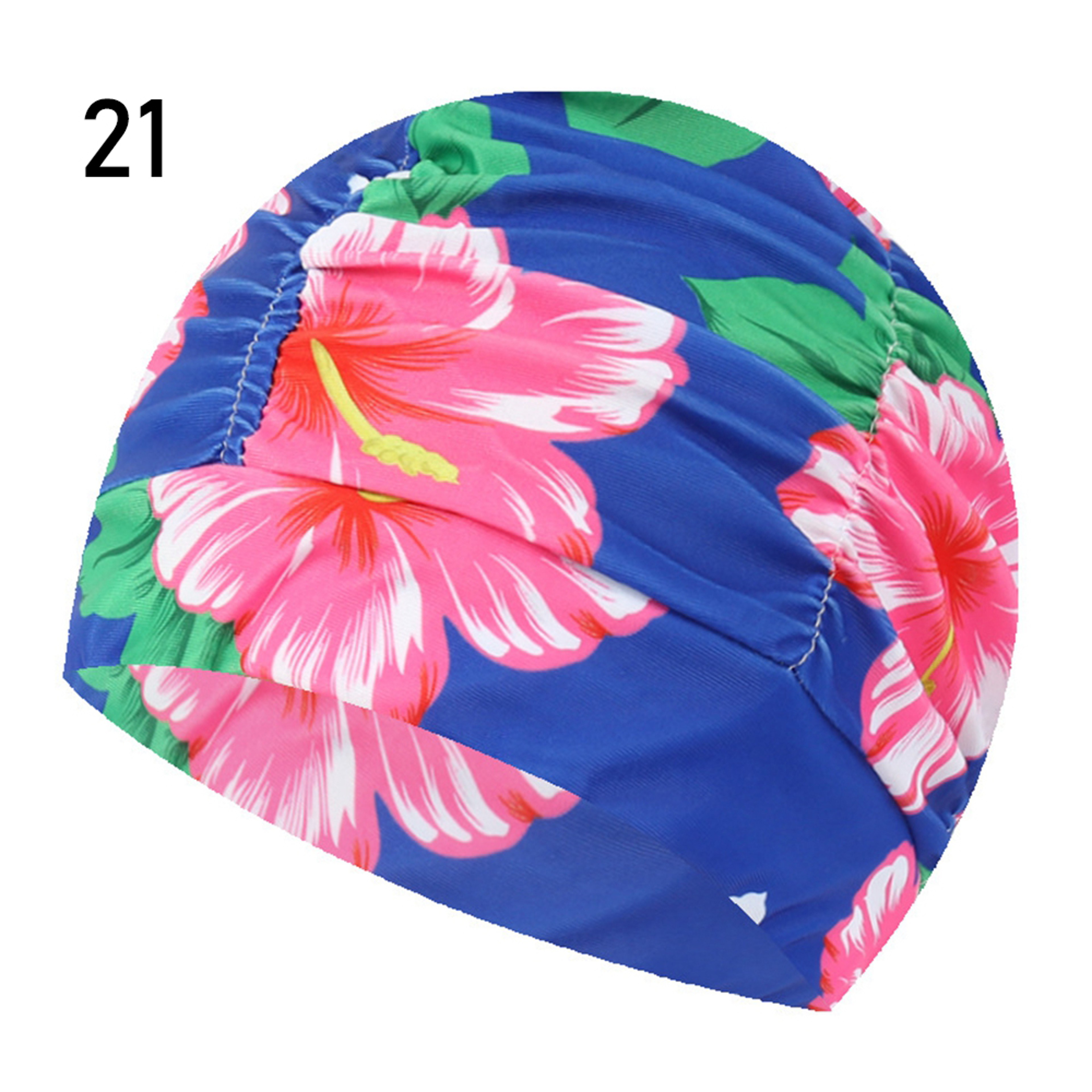 Elastic Nylon Turban, Flowers Printed Swimming Cap, Long Hair Sports Swim Pool Bathing Hat for Men & Women – view 17