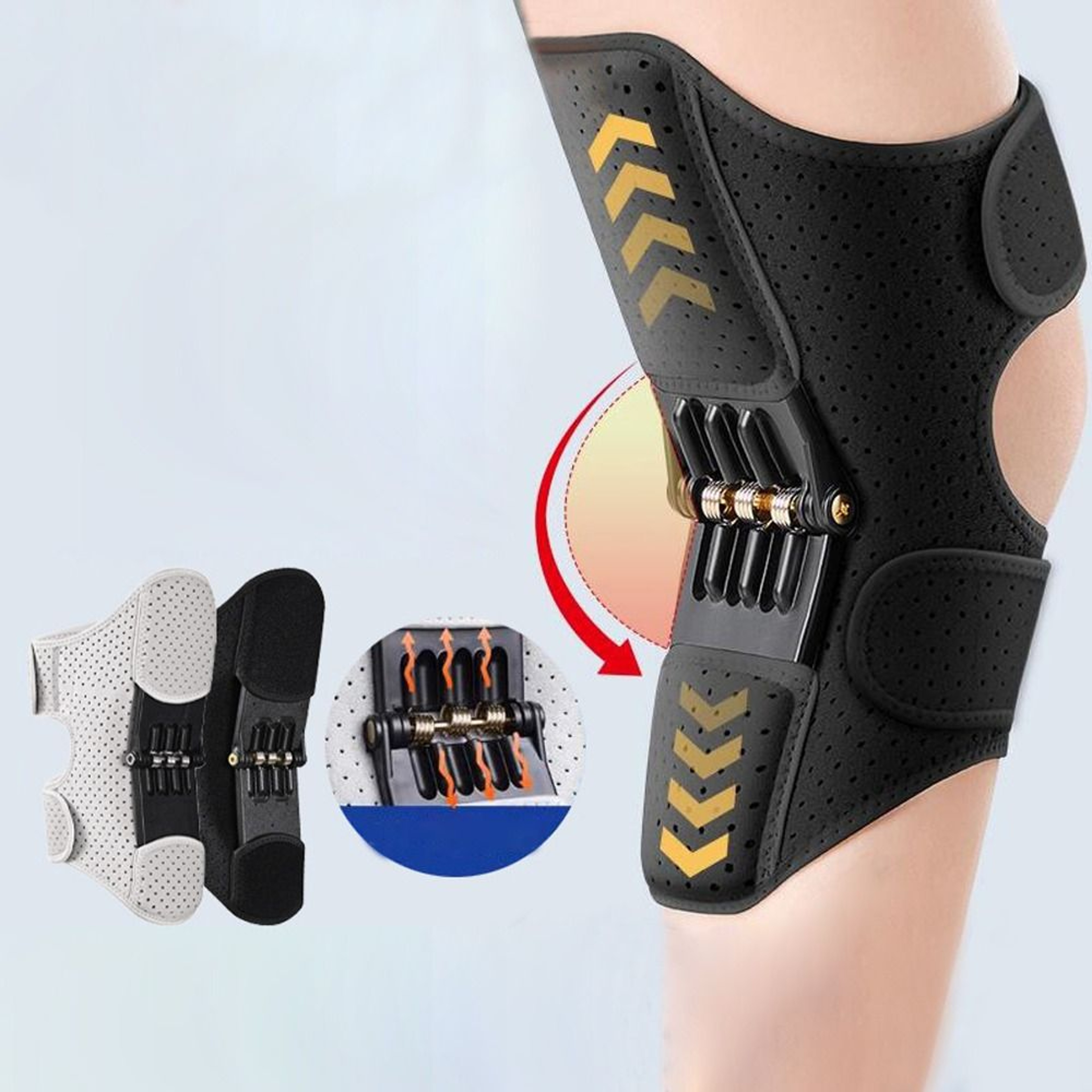 Breathable Adjustable Knee Protection Booster, Powerful Rebound Springs Knee Assistive Device, Non-Slip Brace Joint – view 2