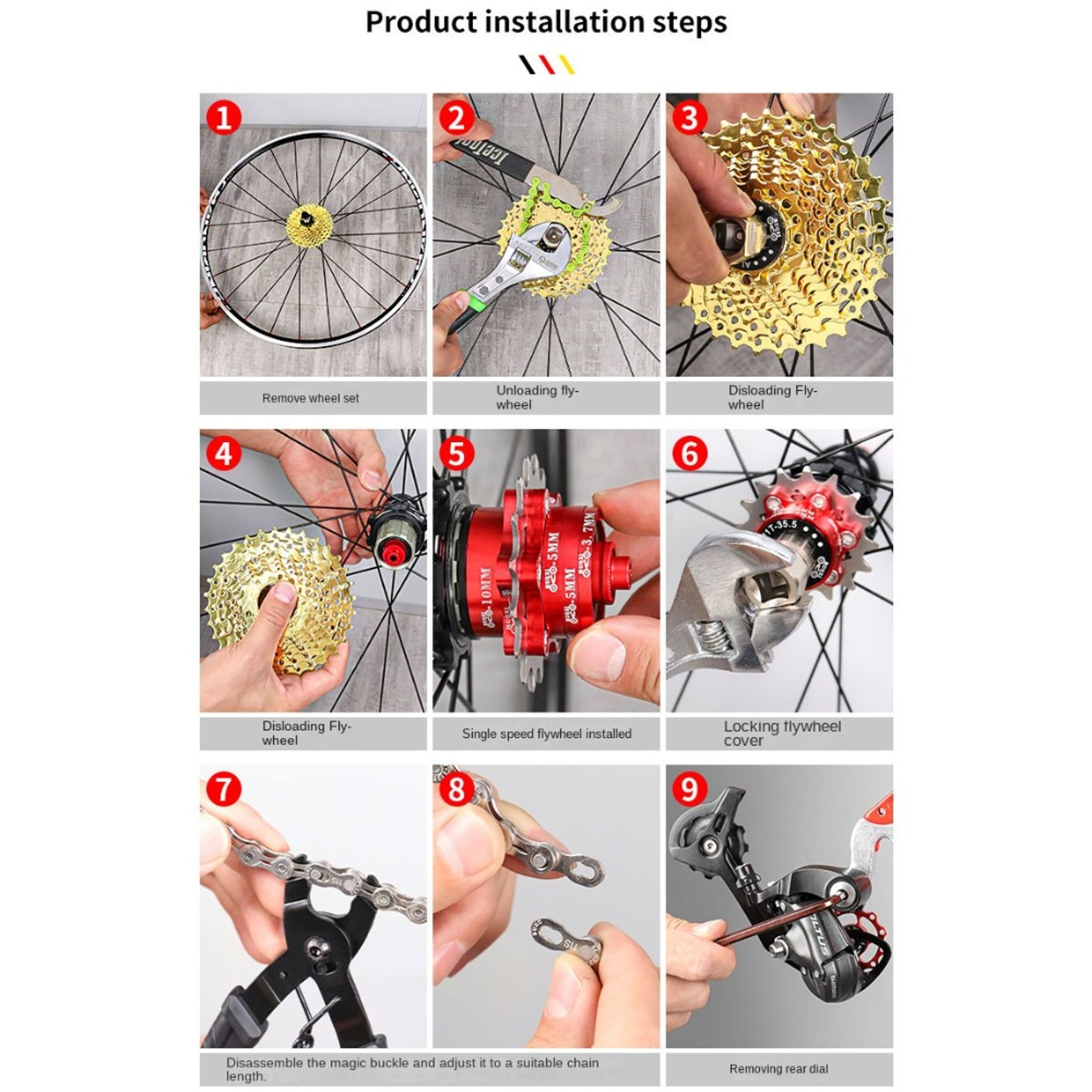 High-Quality Aluminum Alloy Single Speed Conversion Kit with Freewheel Bike Sprocket in Black, Red, Gold, and Silver – view 2