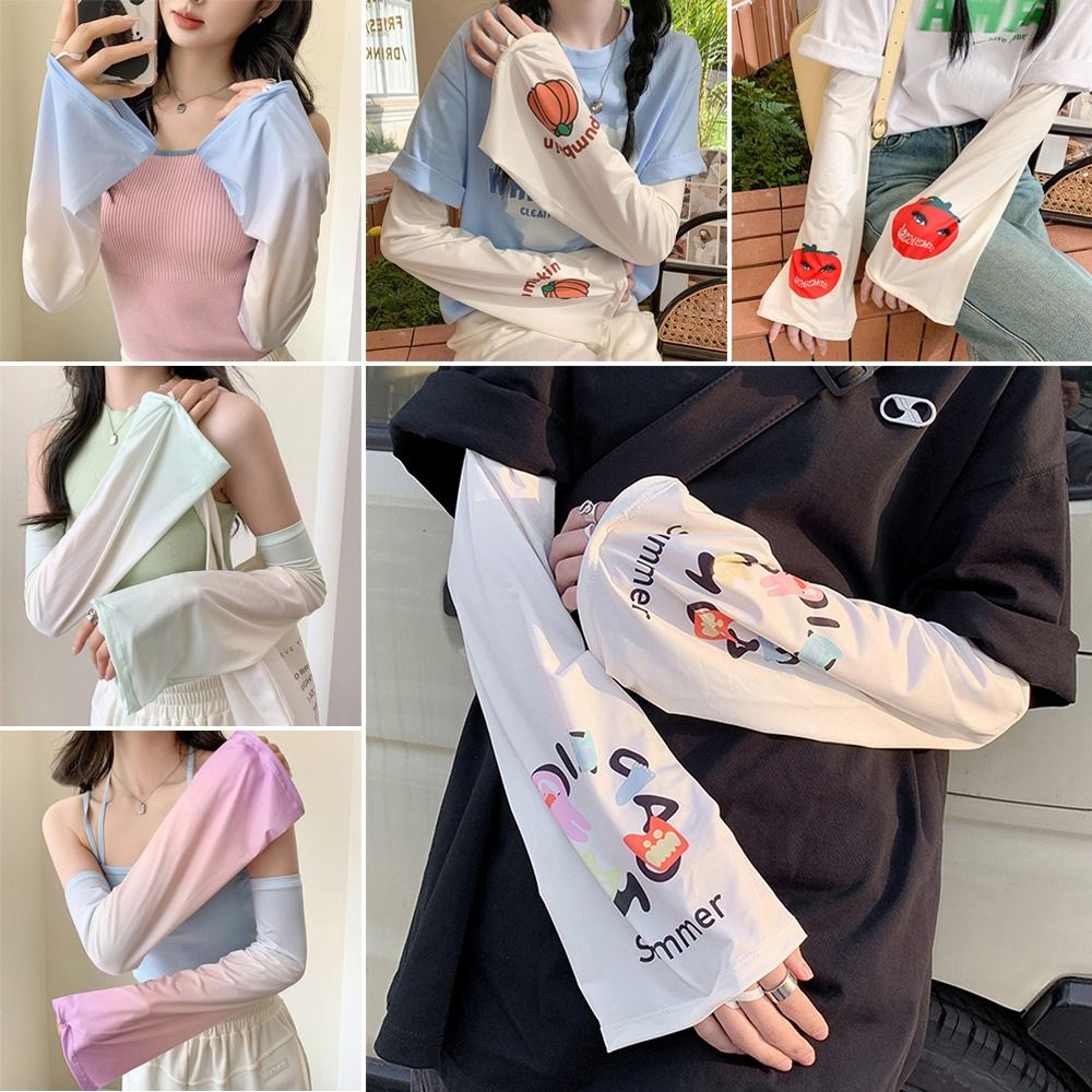 Outdoor Driving Arm Cover Fashion Gauze Sun Protection Sleeves AntiSunburn Womens Loose Arm Protect 0