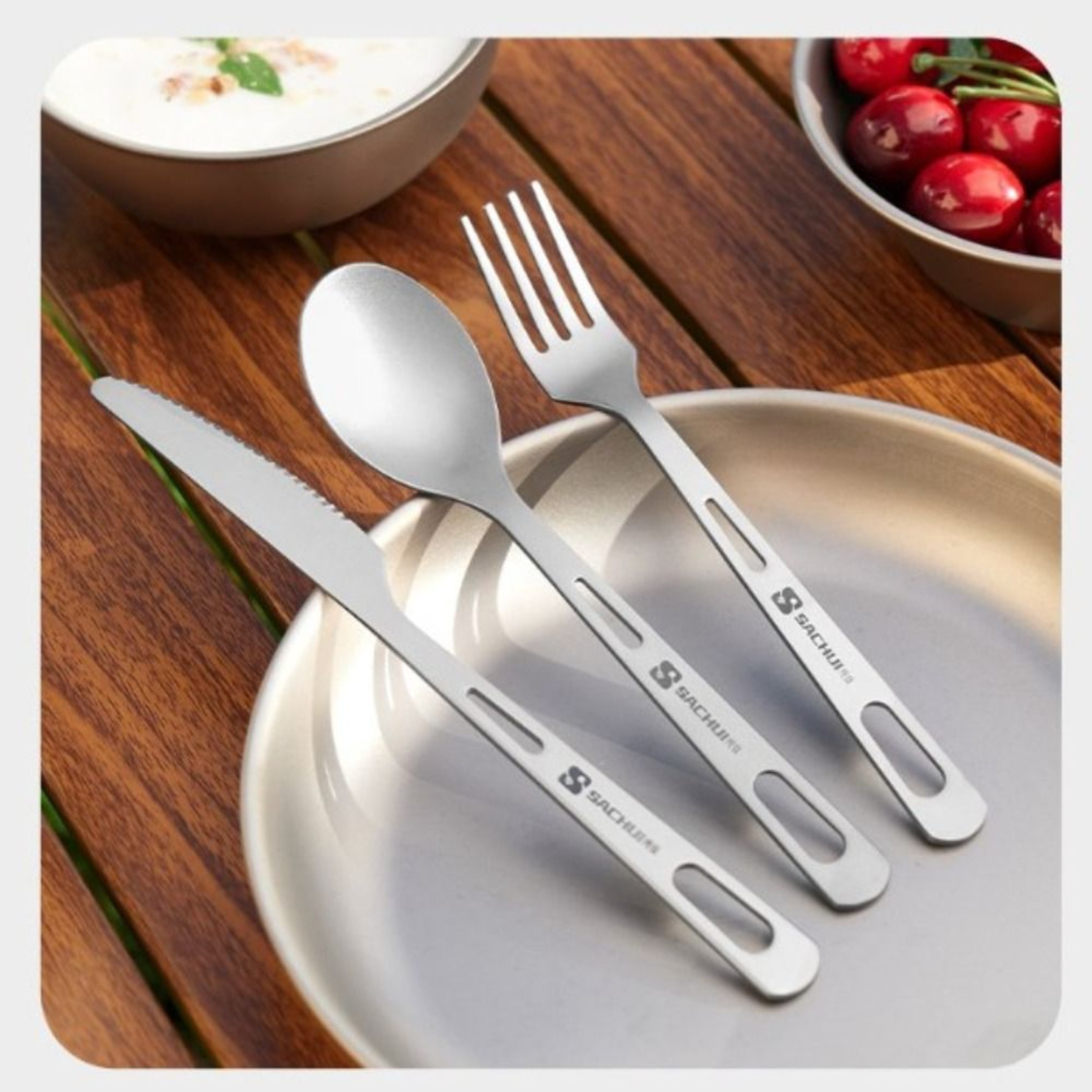 Long Handle Outdoor Camping High Quality Portable Titanium Spoon Fork Light Titanium Cookware Outdo 1