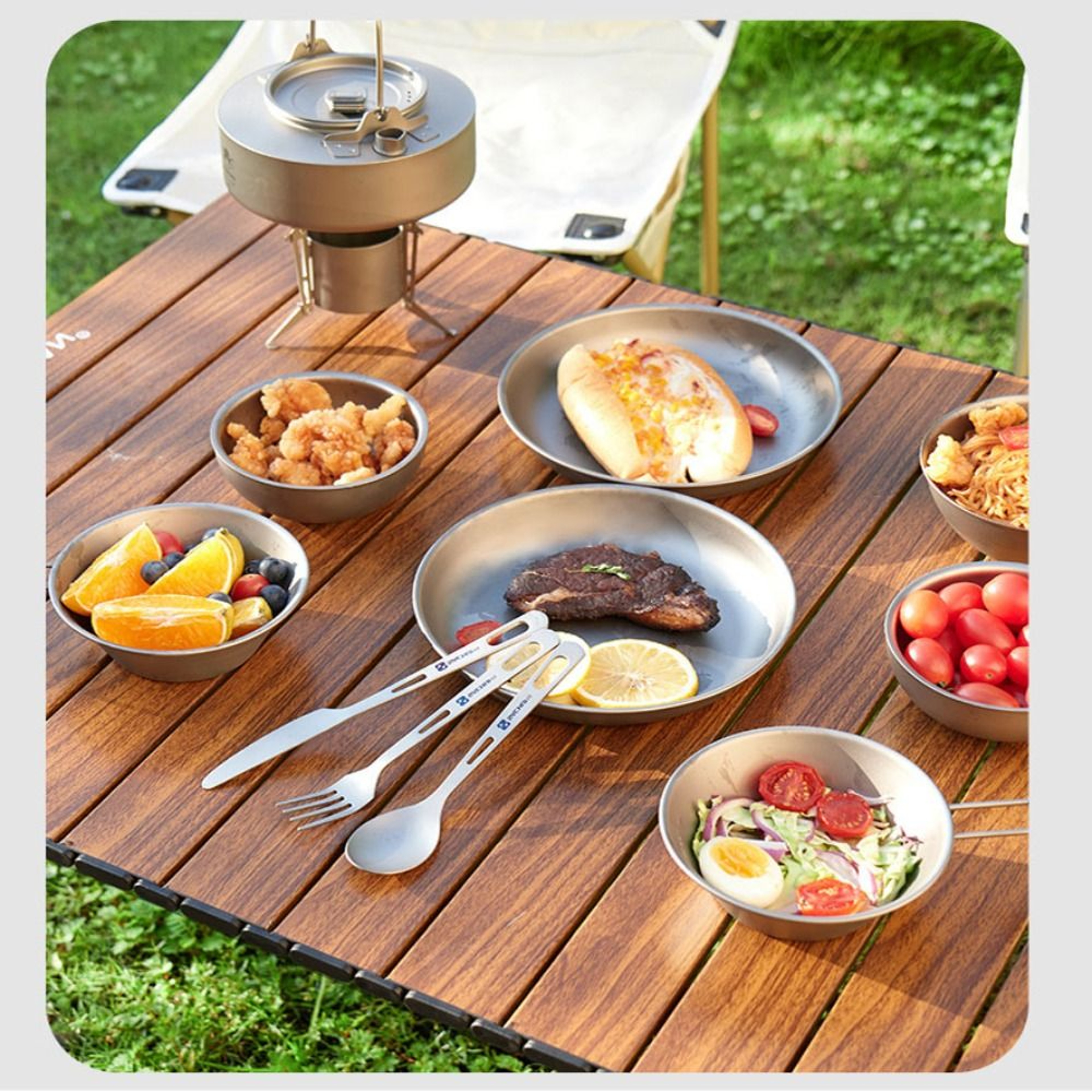 Long Handle Outdoor Camping High Quality Portable Titanium Spoon Fork Light Titanium Cookware Outdo 4