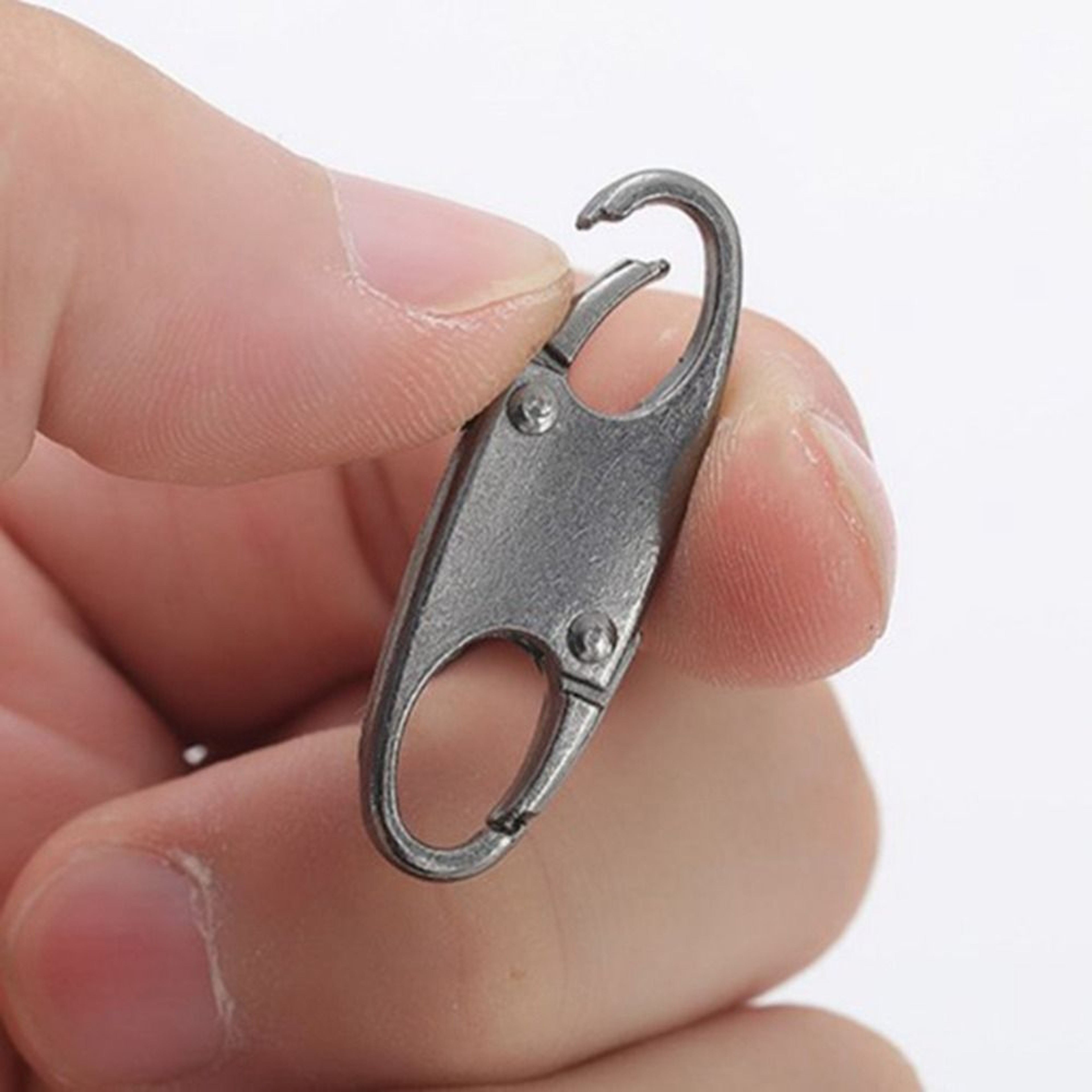 Portable Silver S-Shaped Zipper Lock Clip, Alloy Metal Carabiner, Mini Snap Hook for Luggage and Bags – view 3