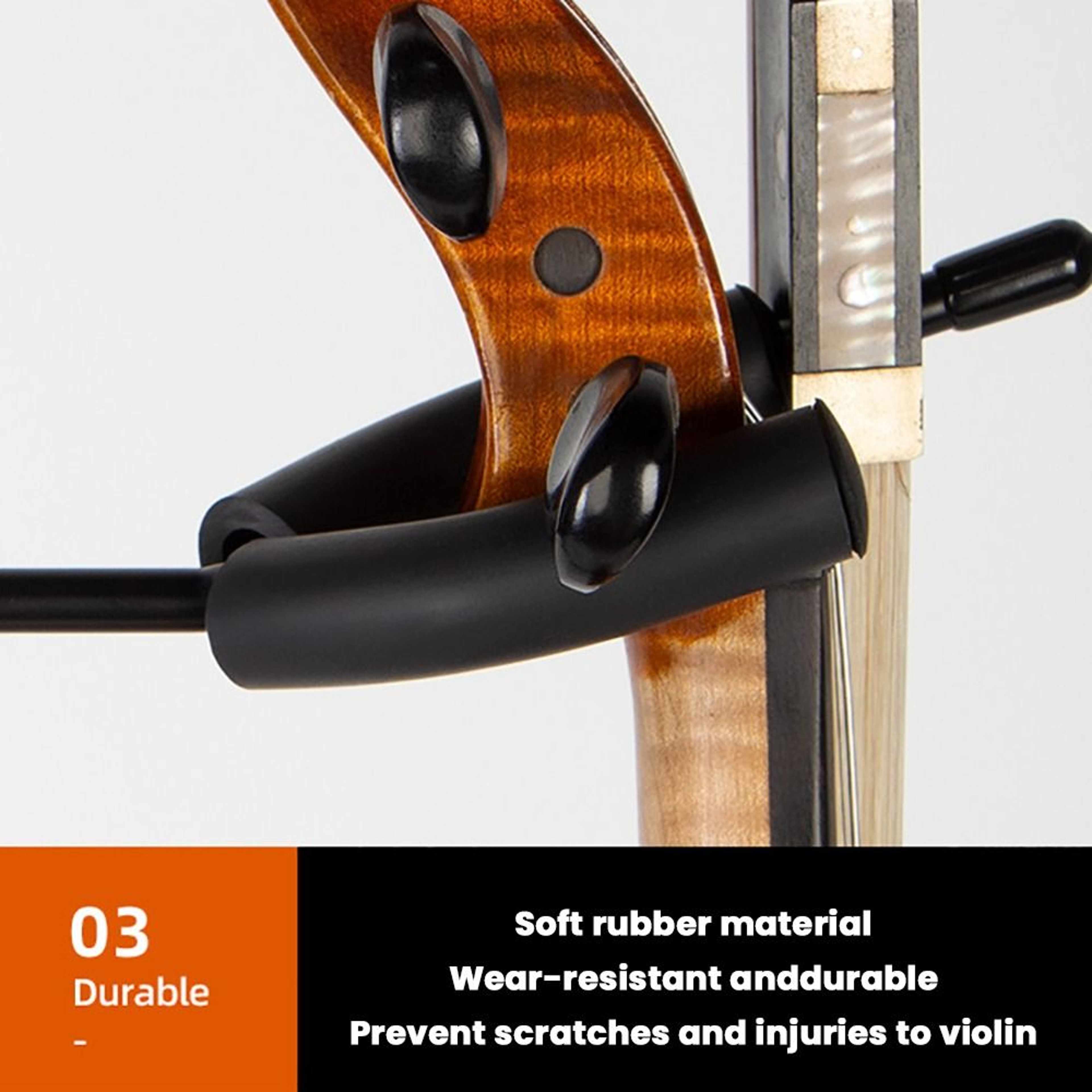 Violin Viola Stand with Bow Hook, Metal Violin Hanger, No Punching Music Stand for Stage – view 3