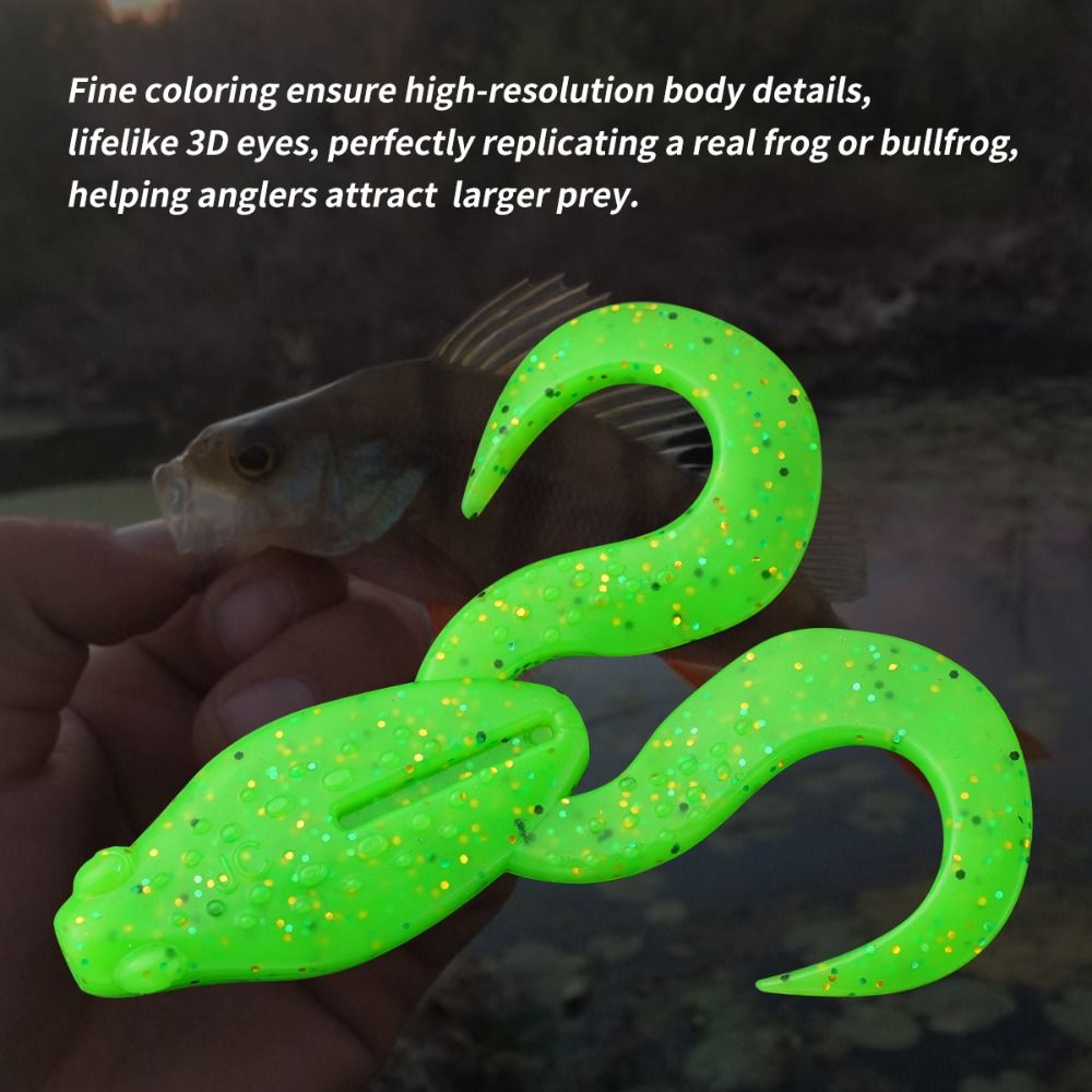 Soft Frog Lure for Fishing, Frog-Like Stance Mini Frog Bait Jigging Lure – view 4
