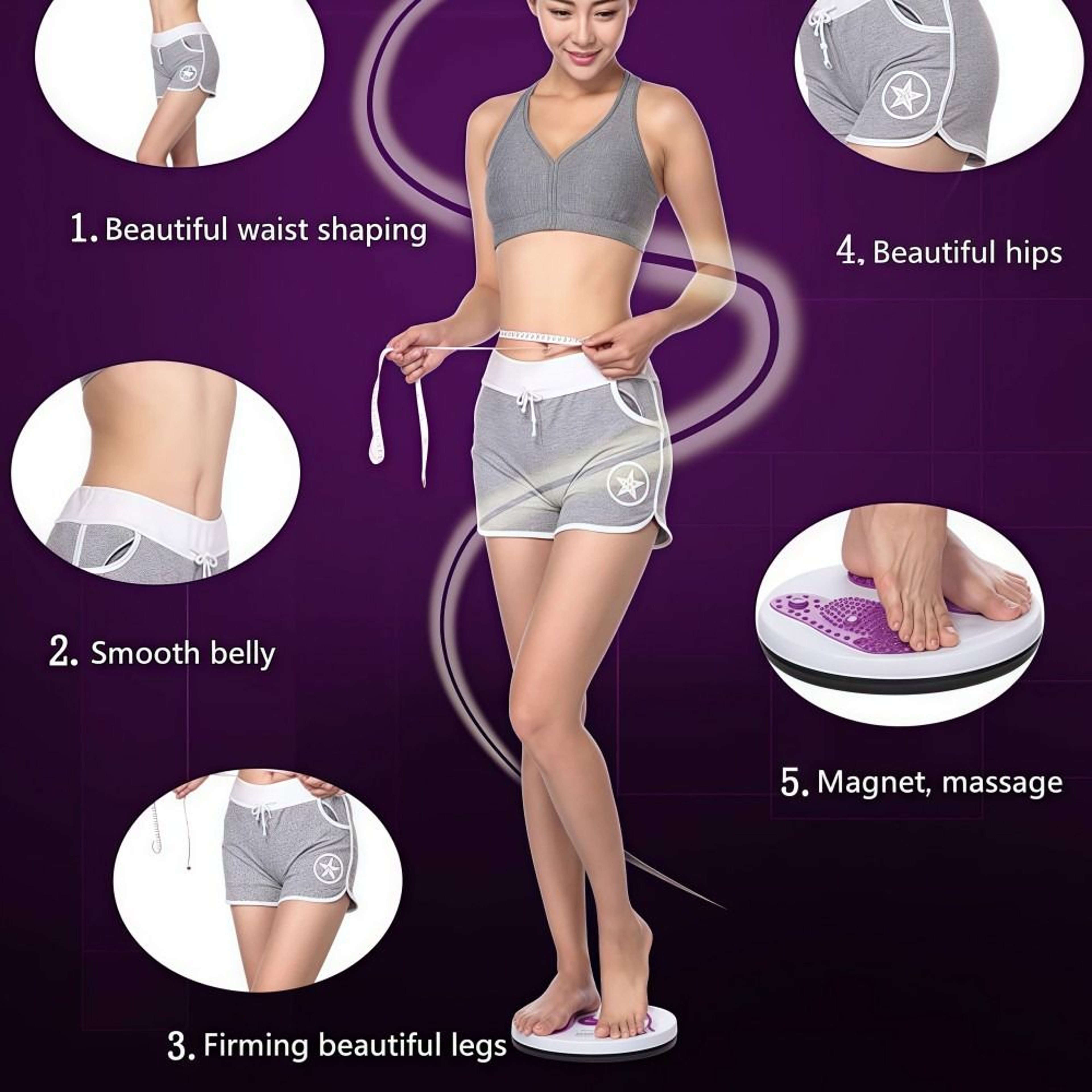 Multifunctional Waist Training Turntable, Portable Aerobic Exercise for Beautiful Legs and Waist Twisting Massage – view 3