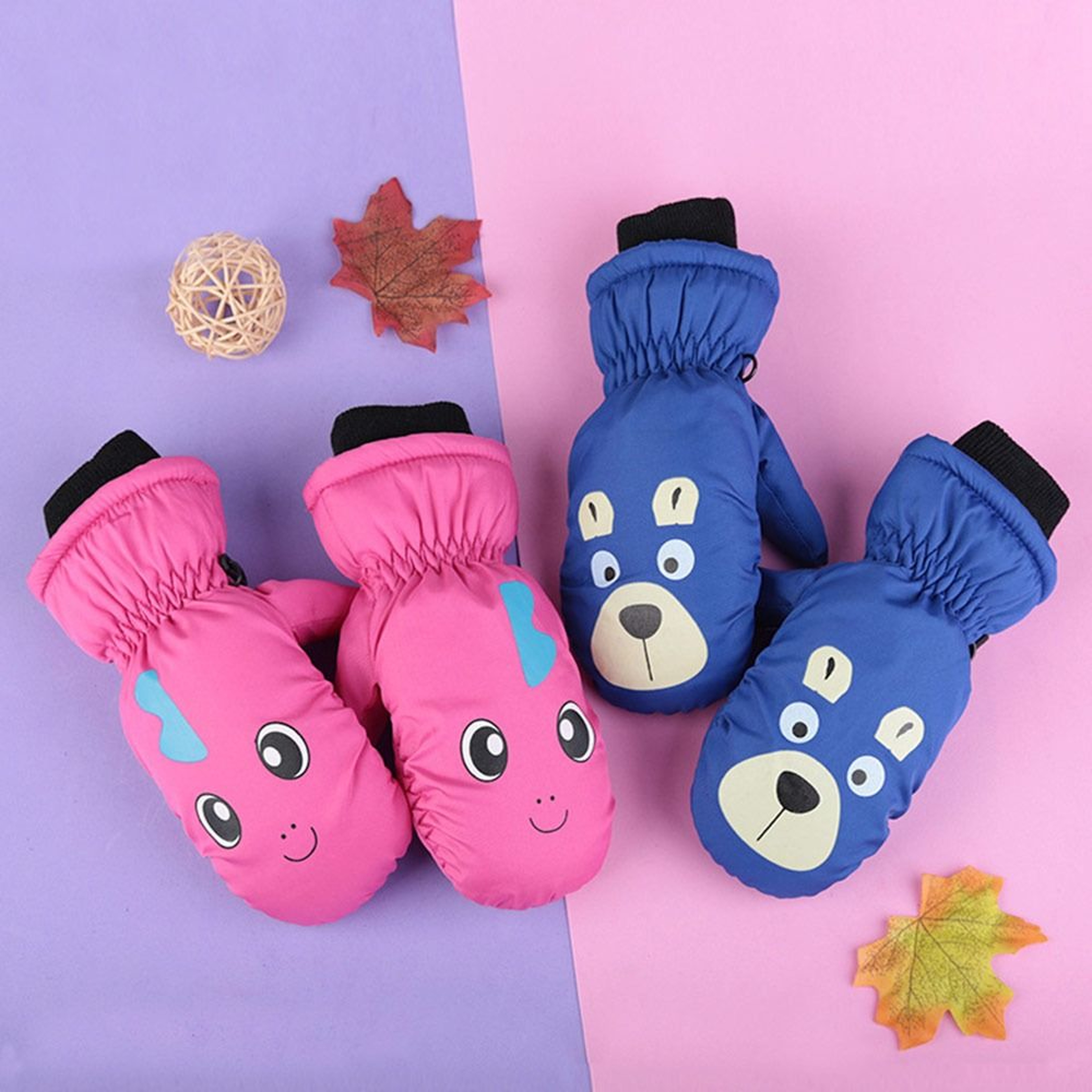 Non-slip Cartoon Ski Gloves for Children, Waterproof Winter Mittens, Thick Warm Cute Sports Gloves for Boys Girls – view 4