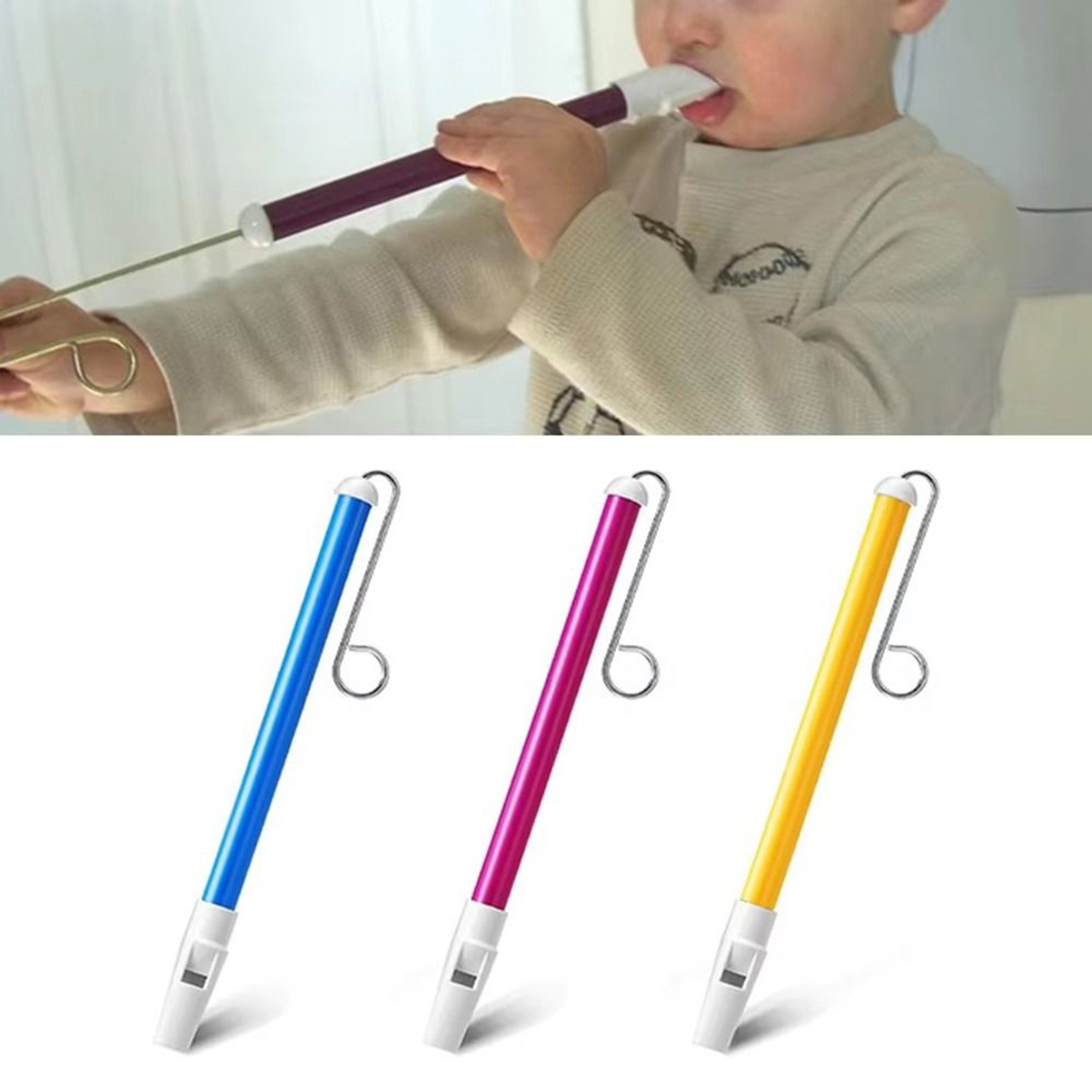 Kids Classic Slide Whistle Toy with Steel Sliding Rod, Funny Sliding Flute for Family Games Gift – view 2