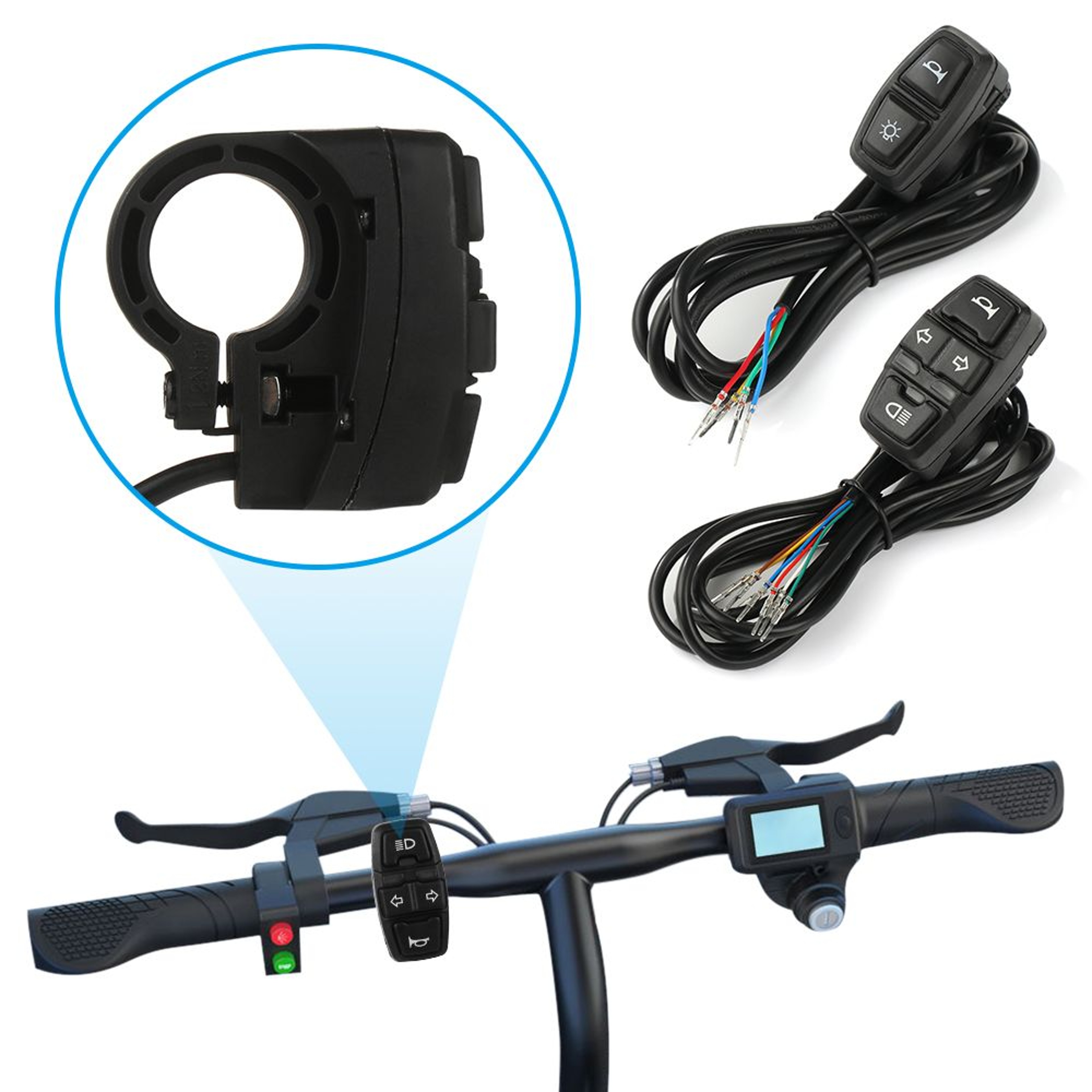 Ebike Lamp Horn Electric Bike Light Switch, Black Electrical System Controls – view 2