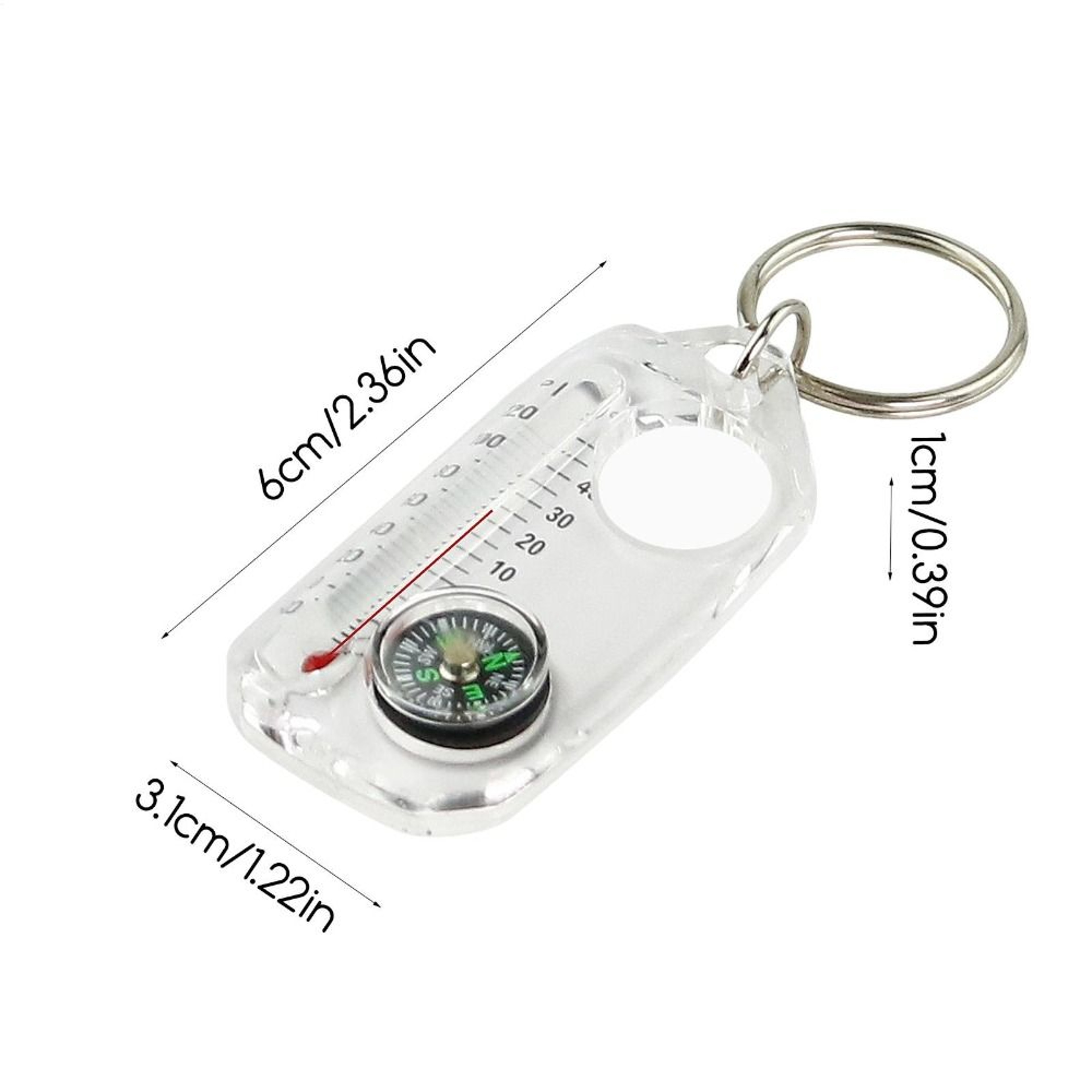 Mini Compass Keychain with Fluorescent Compact Thermometers, Durable Mountaineering Tool for Outdoor Expeditions – view 4