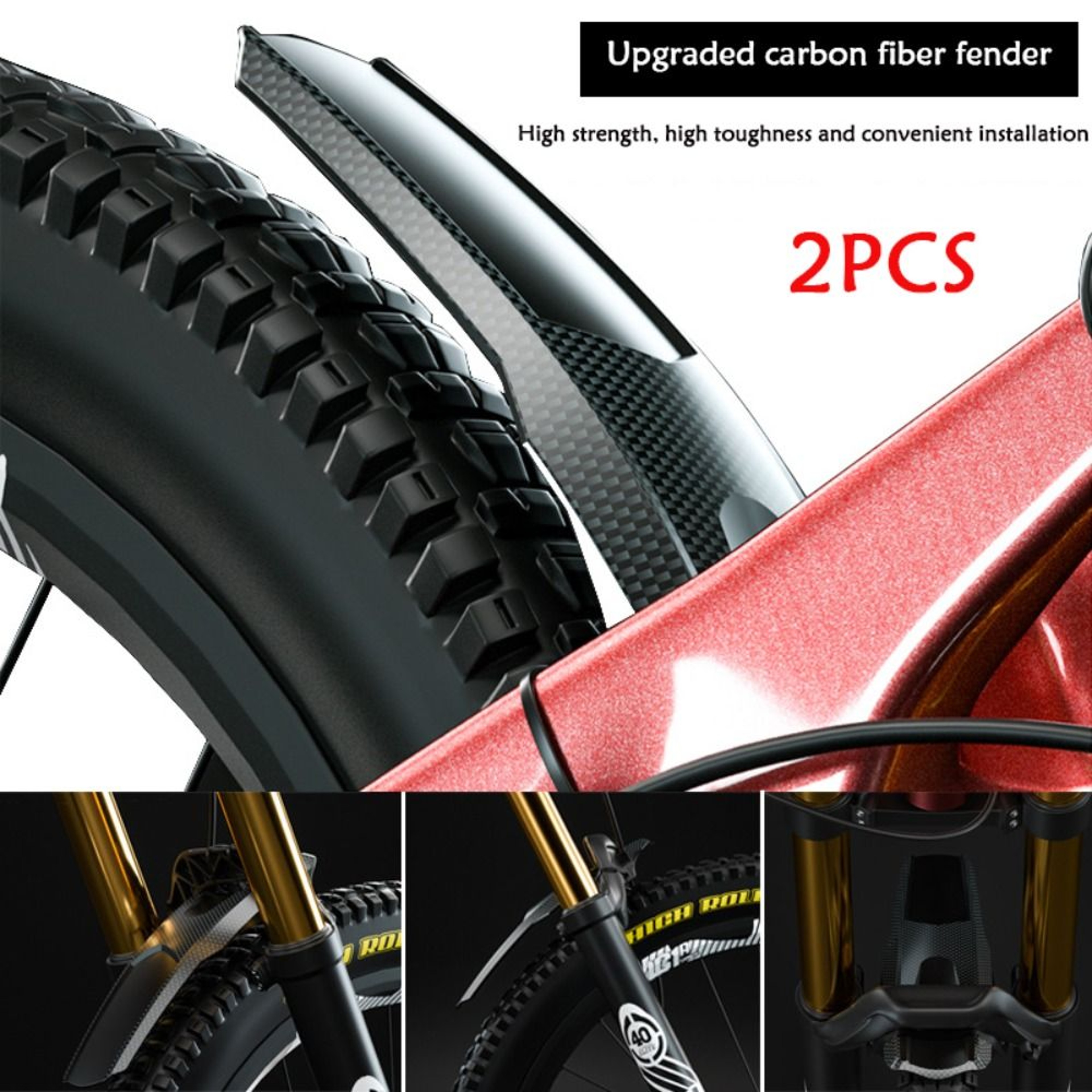 Mountain Bike General Cycling Equipment, Durable Hard Shell Cycling Mudguard PP Front Rear Tyre Mud Guard – view 2