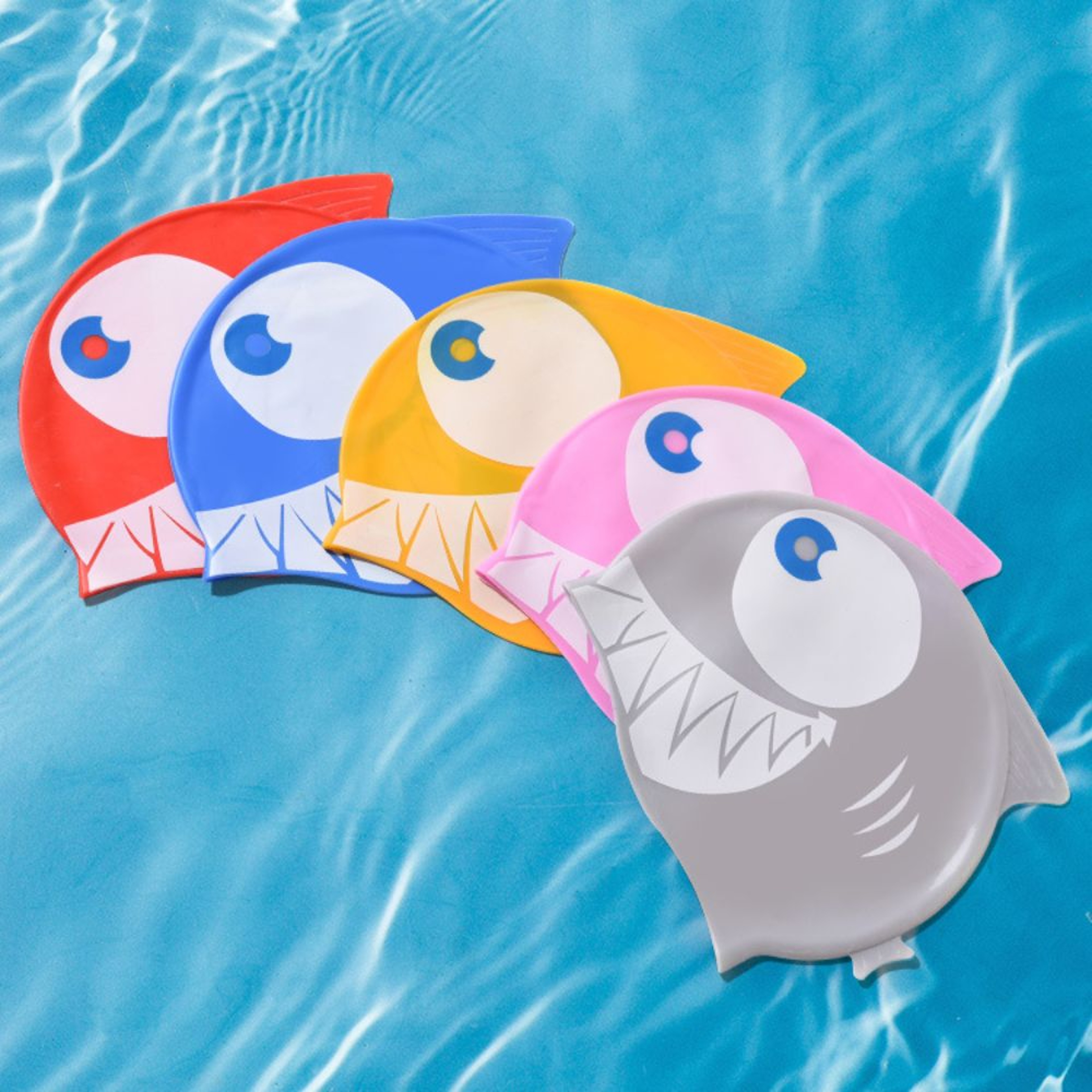 Waterproof Silicone Swimming Cap, Durable, Protect Ears, Unisex, Cartoon Shark Pool Cap for Children – view 3