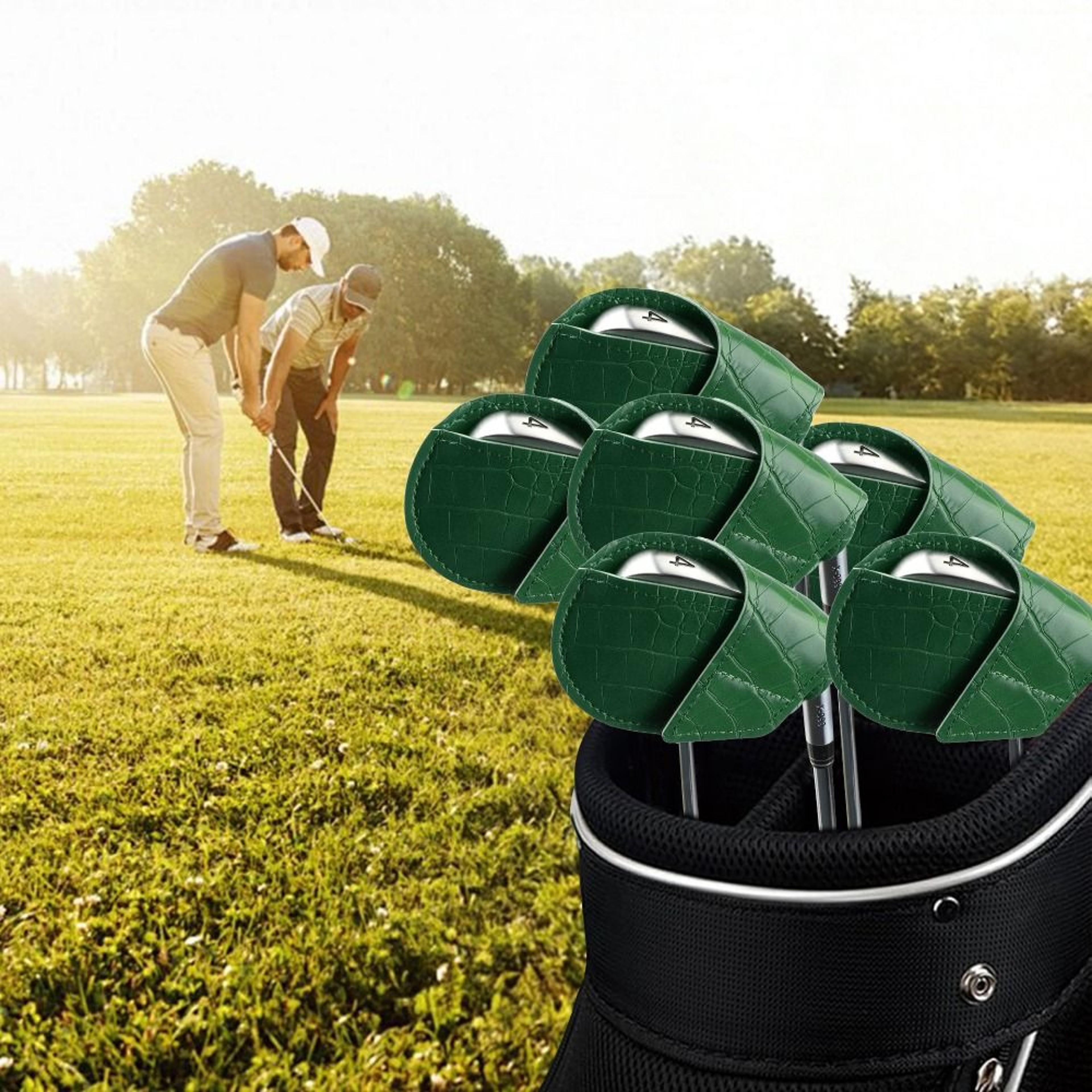 Crocodile Pattern PU Leather Golf Iron Headcover, Waterproof Golf Wedges, Wear Resistant Golf Training Equipment, Head C – view 3