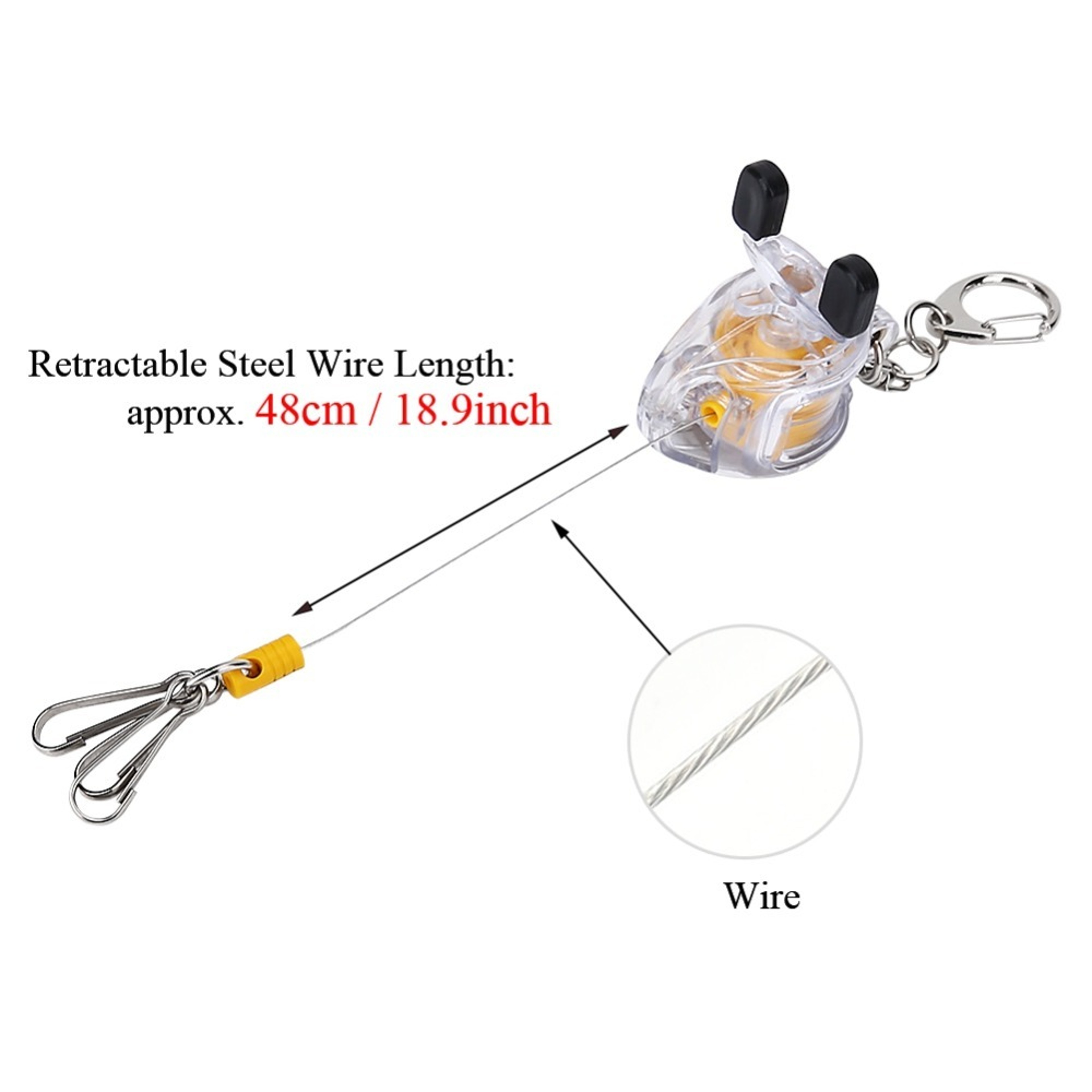 Fishing Key Chain with Steel Wire Reel, Telescopic Rope Key Ring for Outdoors – view 6