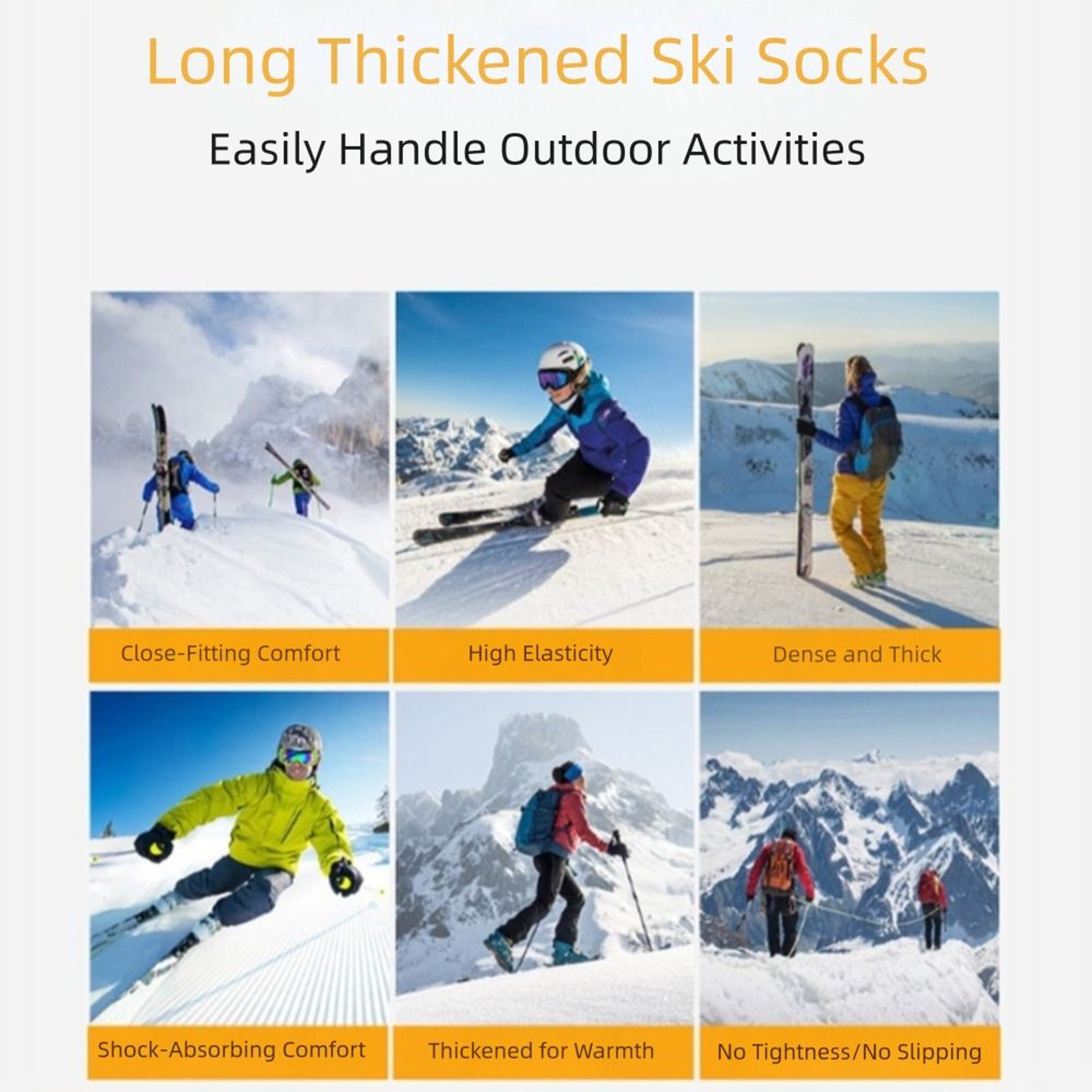 Warm Non-slip Fashion Sports Socks, Thickened Long Tube Socks for Hiking, Ski Mountaineering – view 5