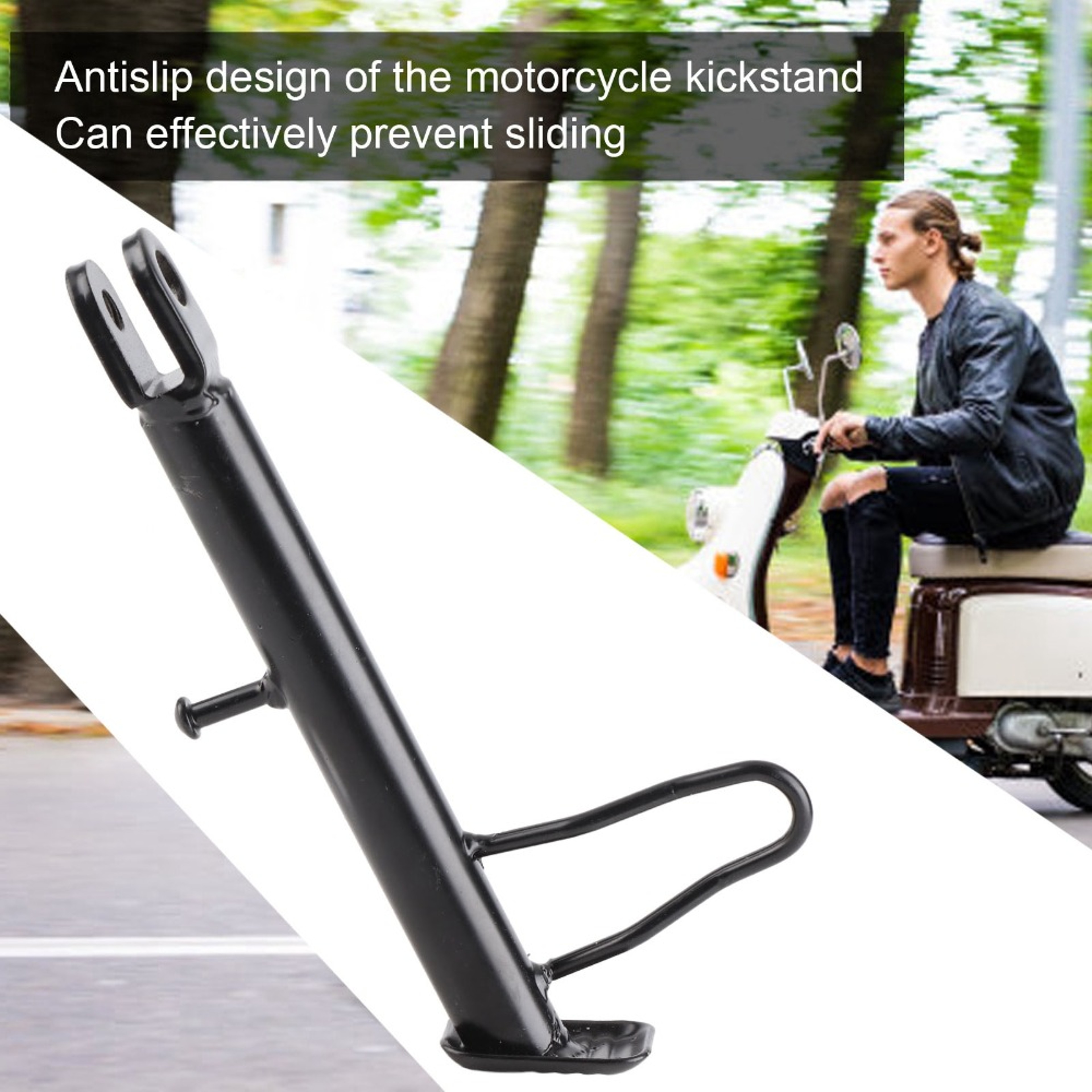 Dirt Bike Stand with Spring Hardware Parking, Motorcycle Kickstand Nonslip Foot Support Black – view 4