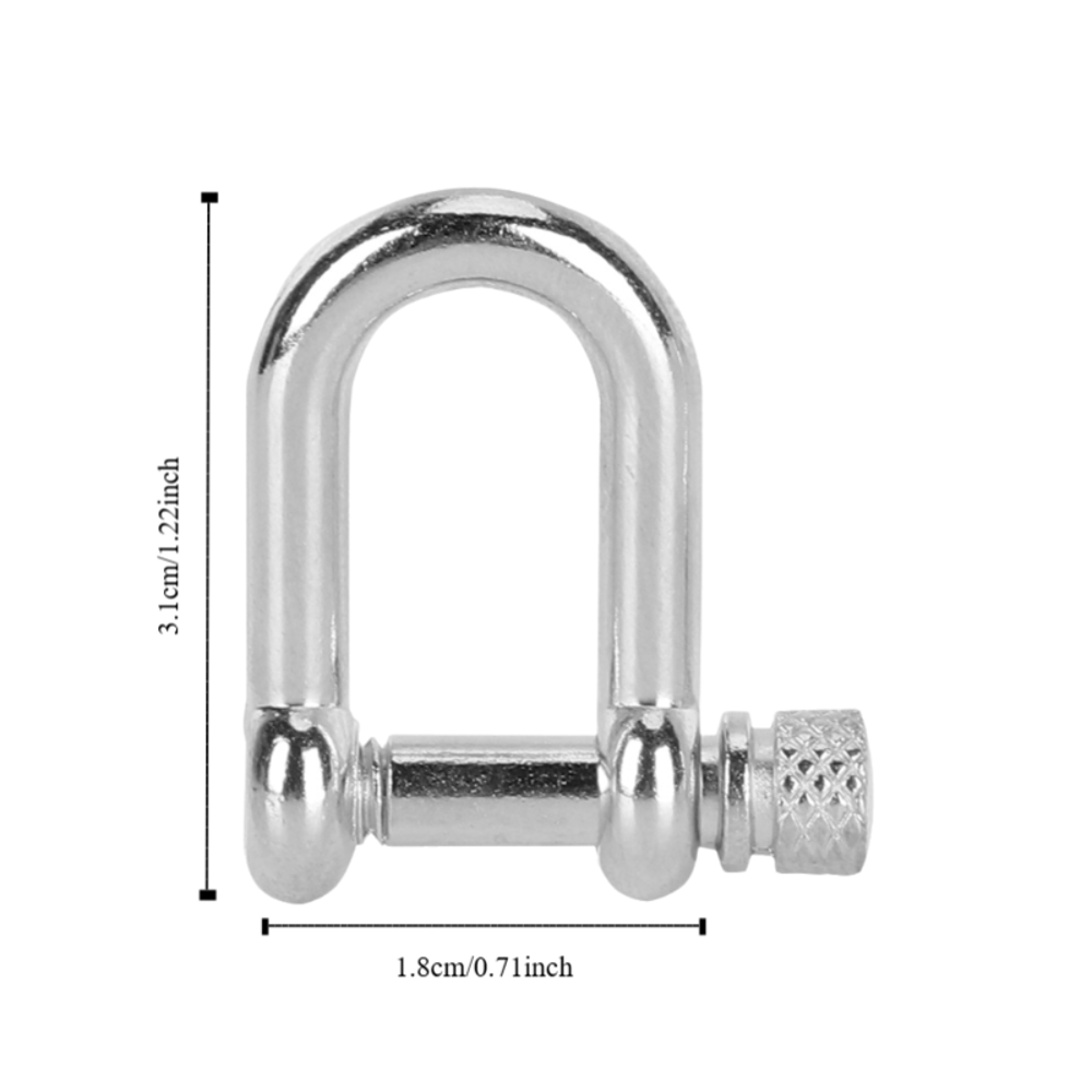 Round Head Mini Bow Shackle, Durable Zinc Alloy U Shape D Shackle for Camping – view 6