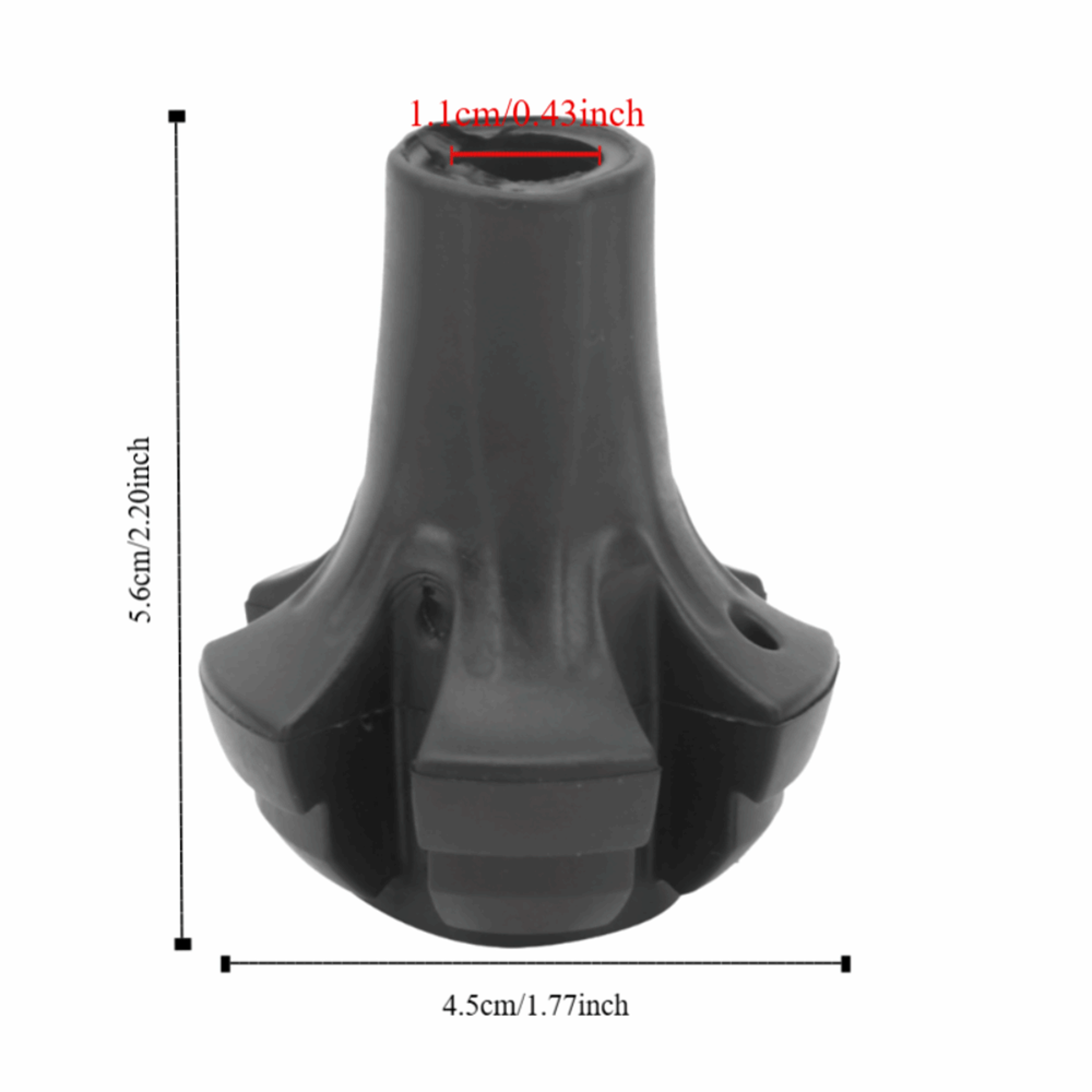 Black PVC Hiking Pole Tips, Walking Stick Tips, Spherical Replacement Protectors for Hiking Poles – view 6