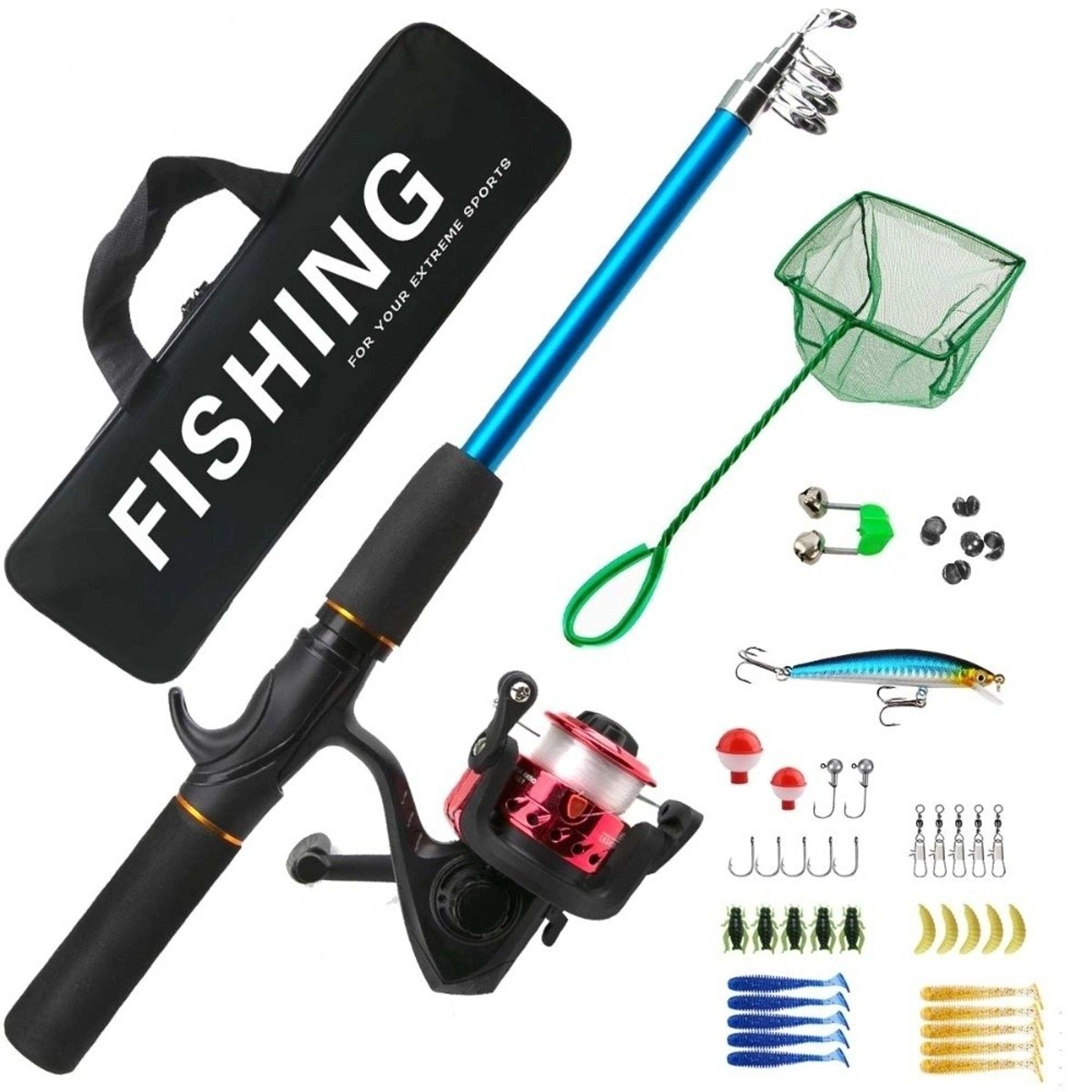 Fishing Rod Set with Reel Combo, Telescopic Soft Bait Fishing Tackle, Full Set with Bag, Portable Fishing Accessories – view 7