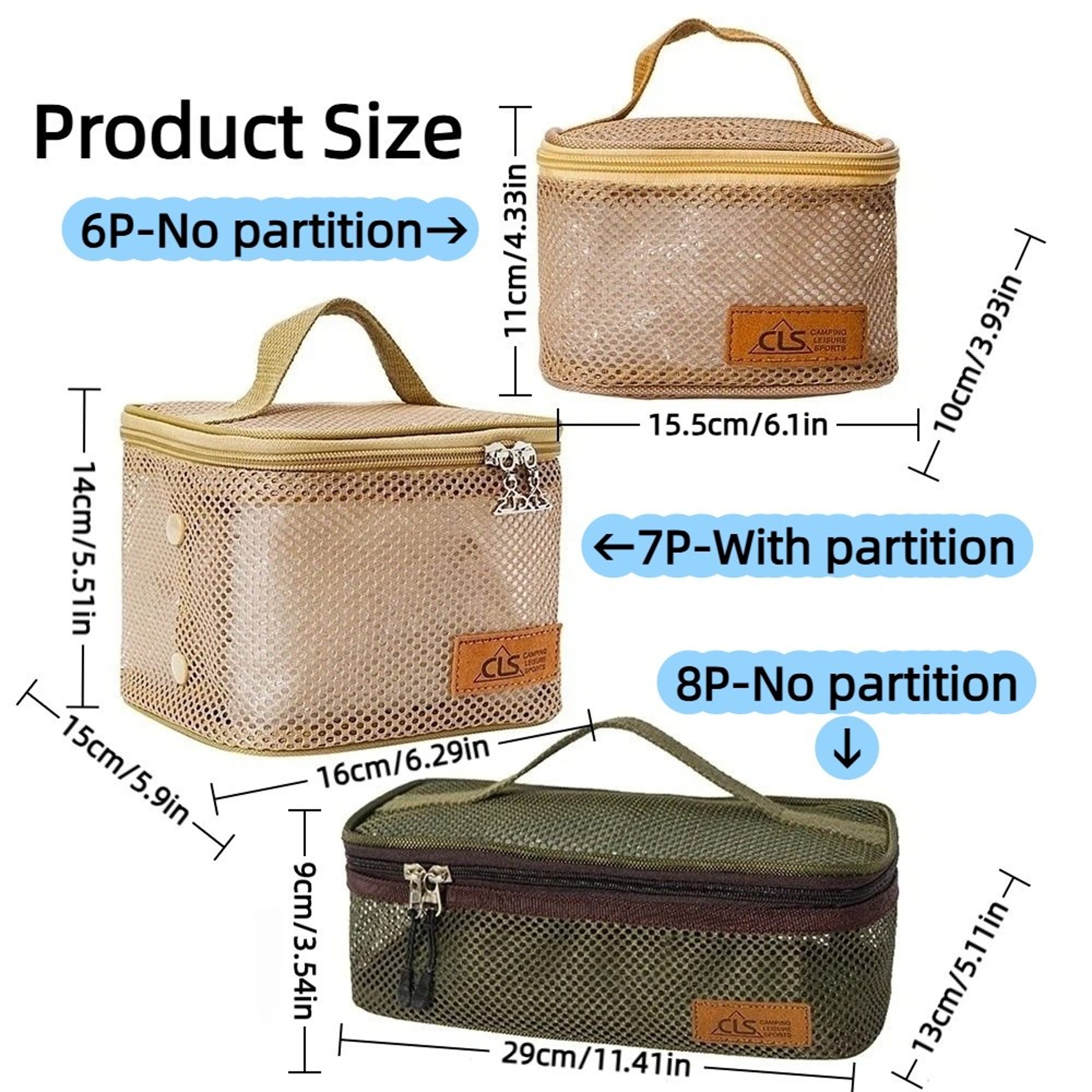 Large Capacity Barbecue Tableware Storage Bag, Grid Outdoor Cookware Bag, Breathable and Thickened with Handle – view 6