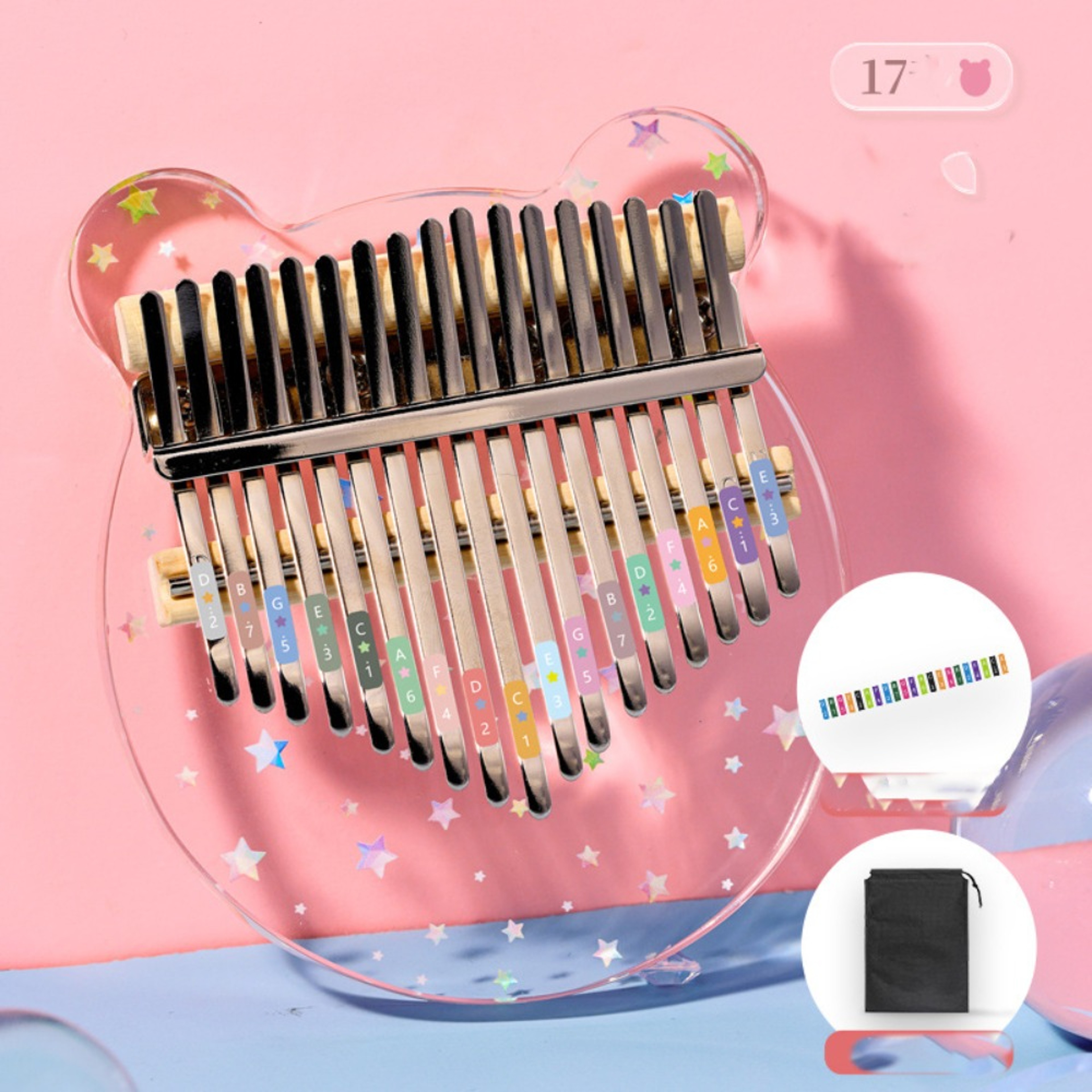 Flower Acrylic Crystal Kalimba Thumb Piano, Transparent Pentacle Thumb Pianos for Beginners – view 8