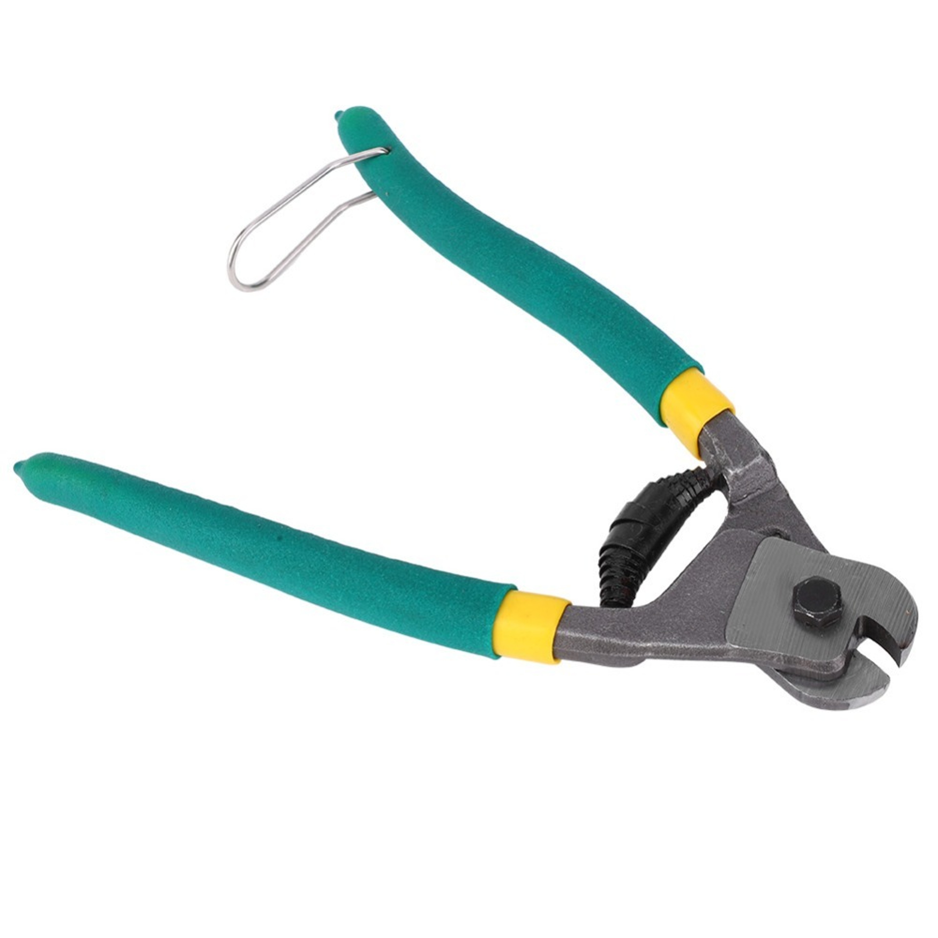 Green Wire Rope Cutter with Spring-loaded Handle, Steel Cable Cutters, One-Handed Cutting Pliers for Brake Cable – view 3