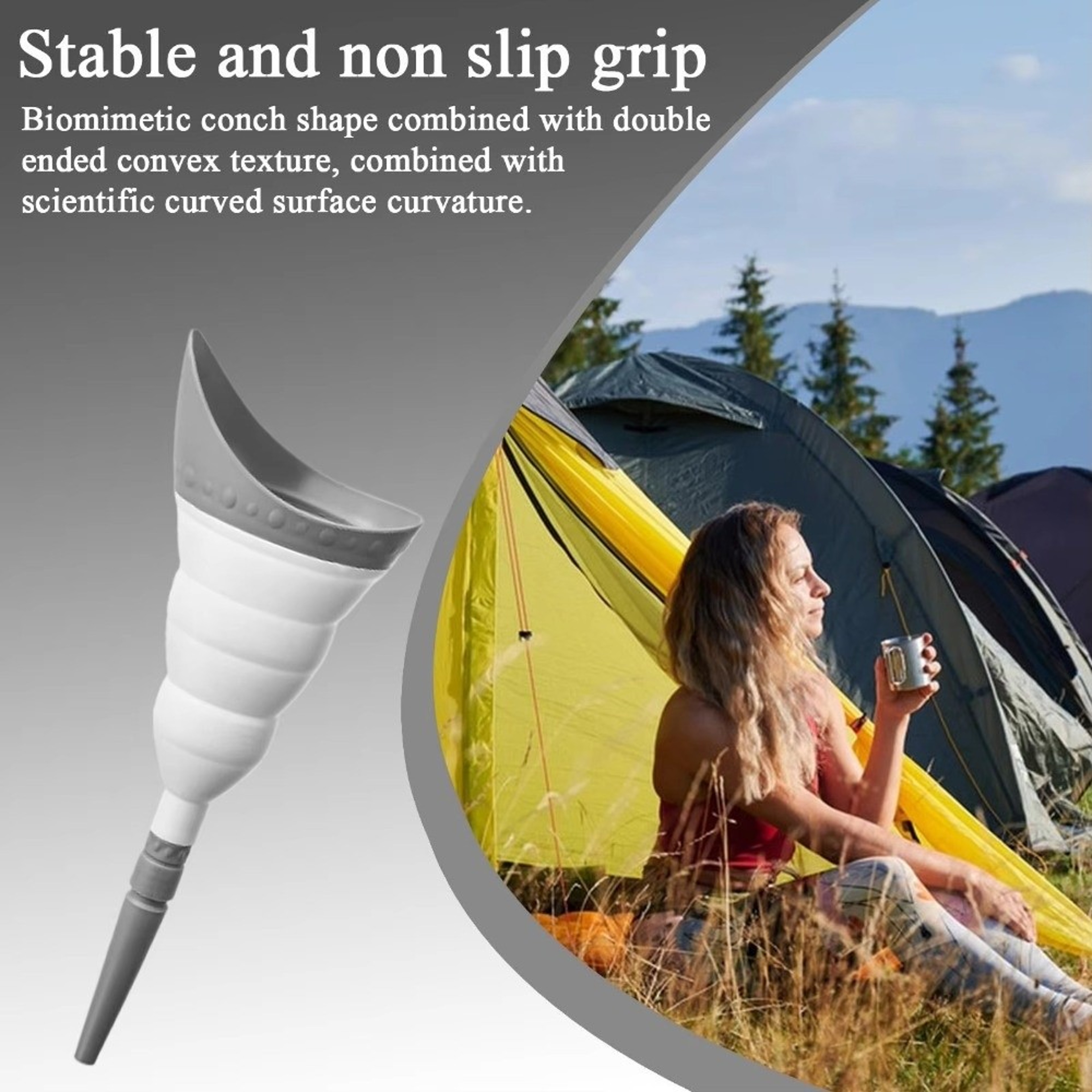 Foldable Design Female Device, Reusable She Pee Cup, Conch Shape Pee Funnel for Hiking – view 2