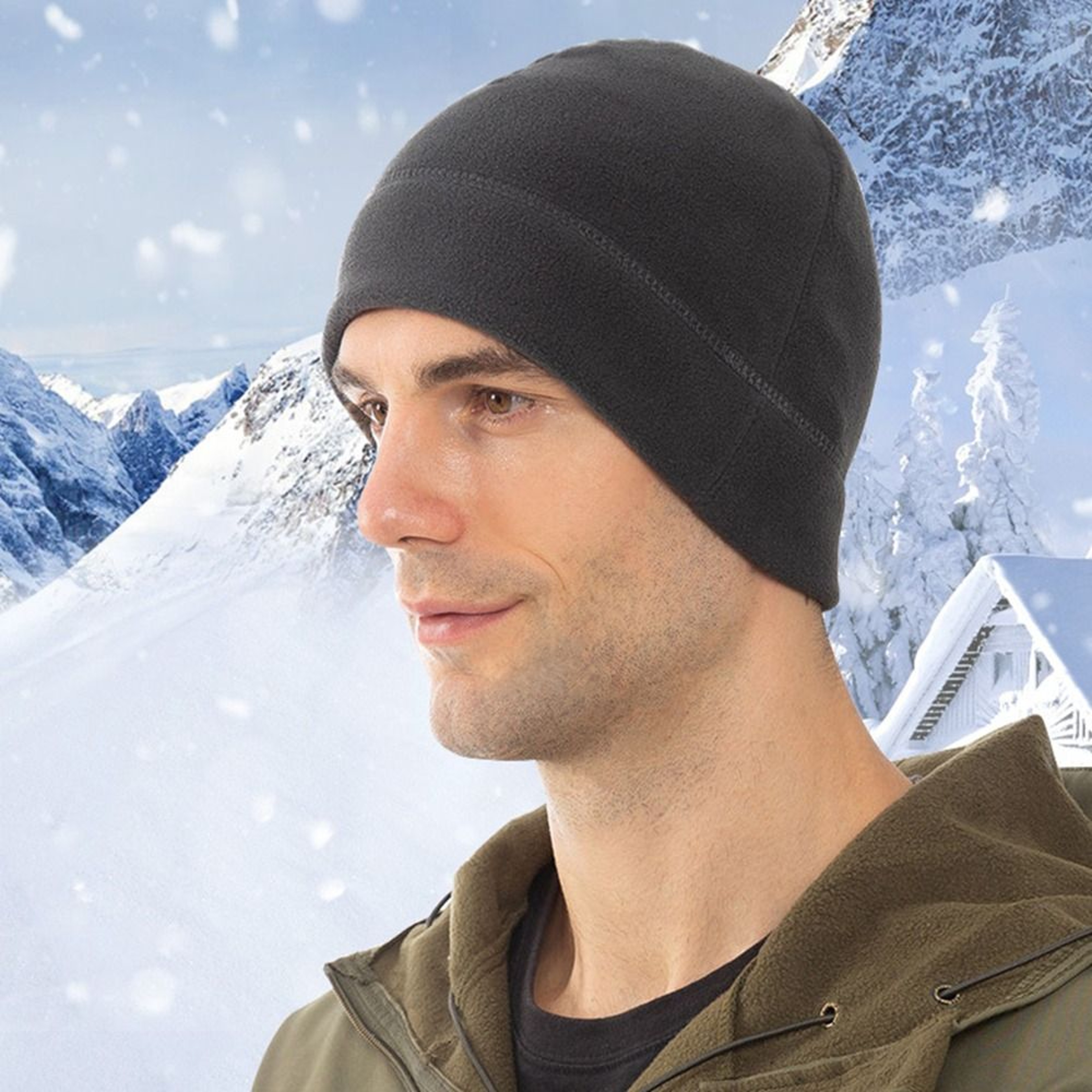Slouchy Winter Polar Fleece Beanie Hat - Soft, Warm Running and Cycling Cap for Men and Women, Windproof Design – view 4