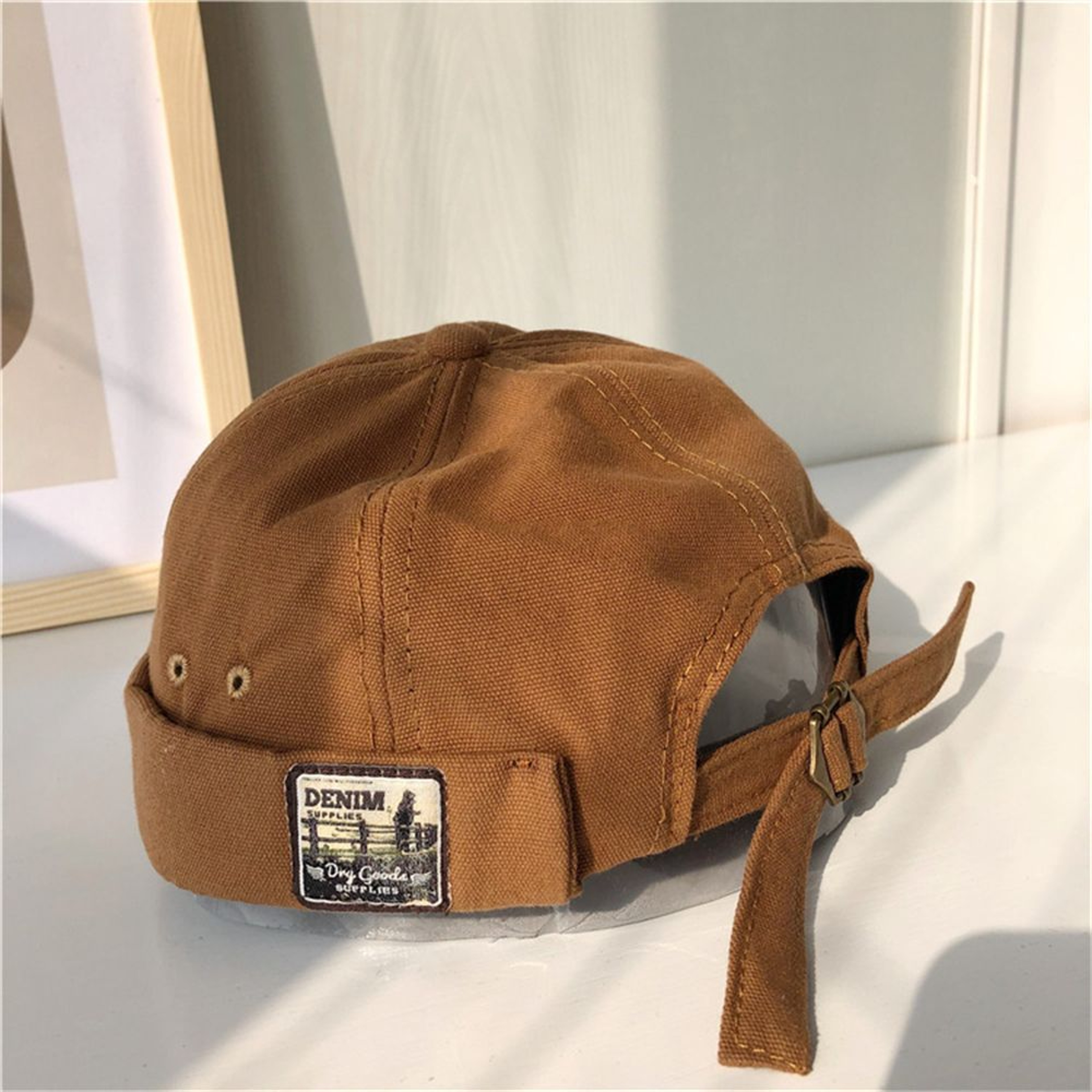 Trendy Fashion Bonnet Beanies for Men, Cotton Adjustable Dome Docker Cap, Retro Brimless Mechanic Hat – view 2
