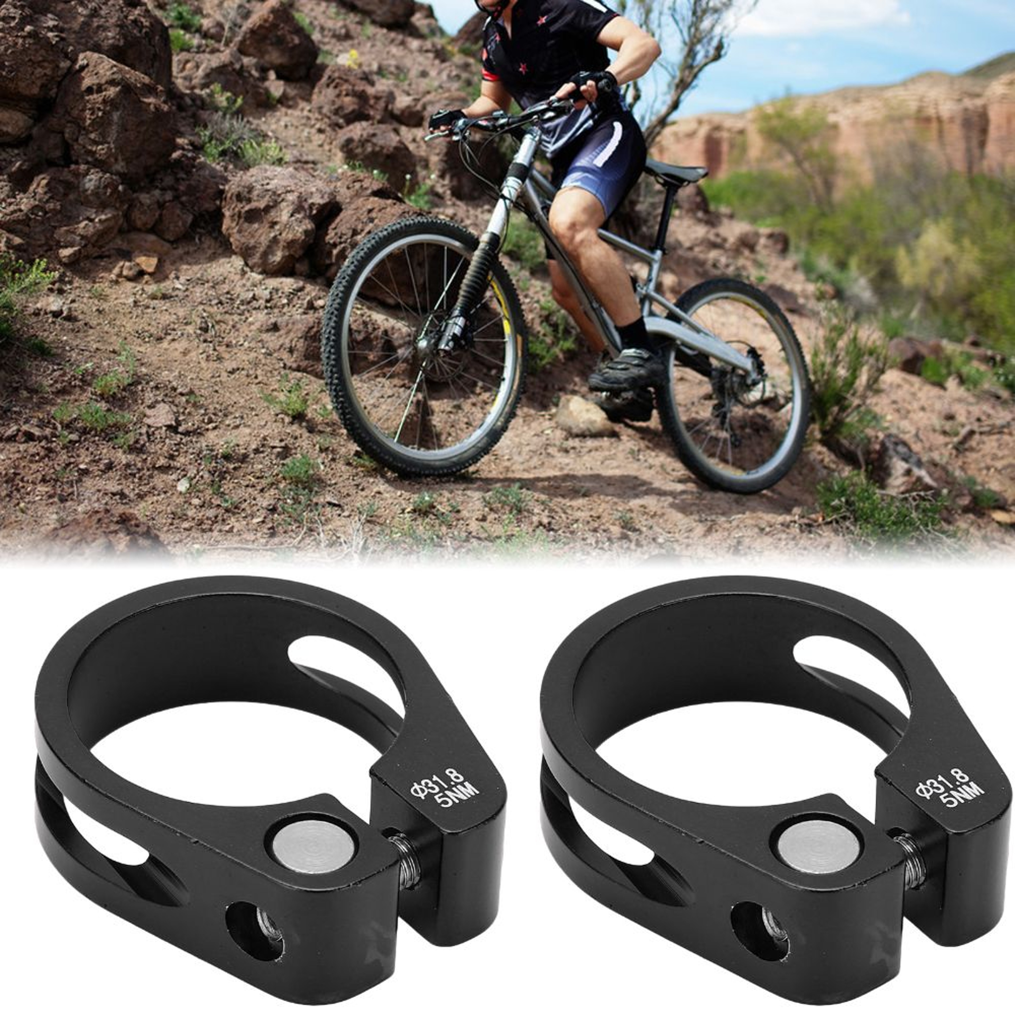 Black Lightweight Seat Post Clamp, Aluminum Alloy Bike Clip, Bike Accessories – view 2