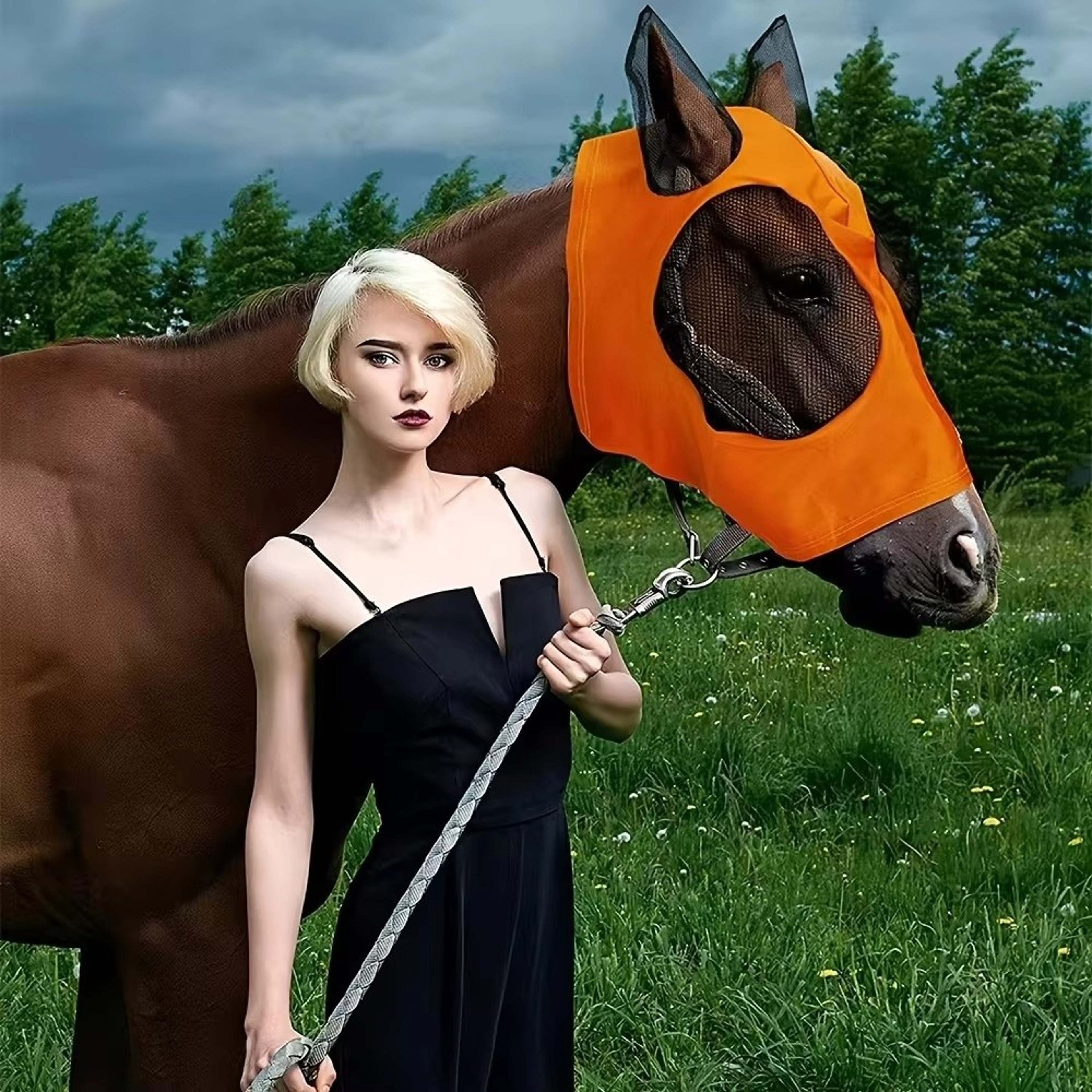 Horse Fly Mask, Multifunctional Horse Mosquito Mask, Comfortable Sun UV Protection, Breathable Mesh Face Mask – view 2