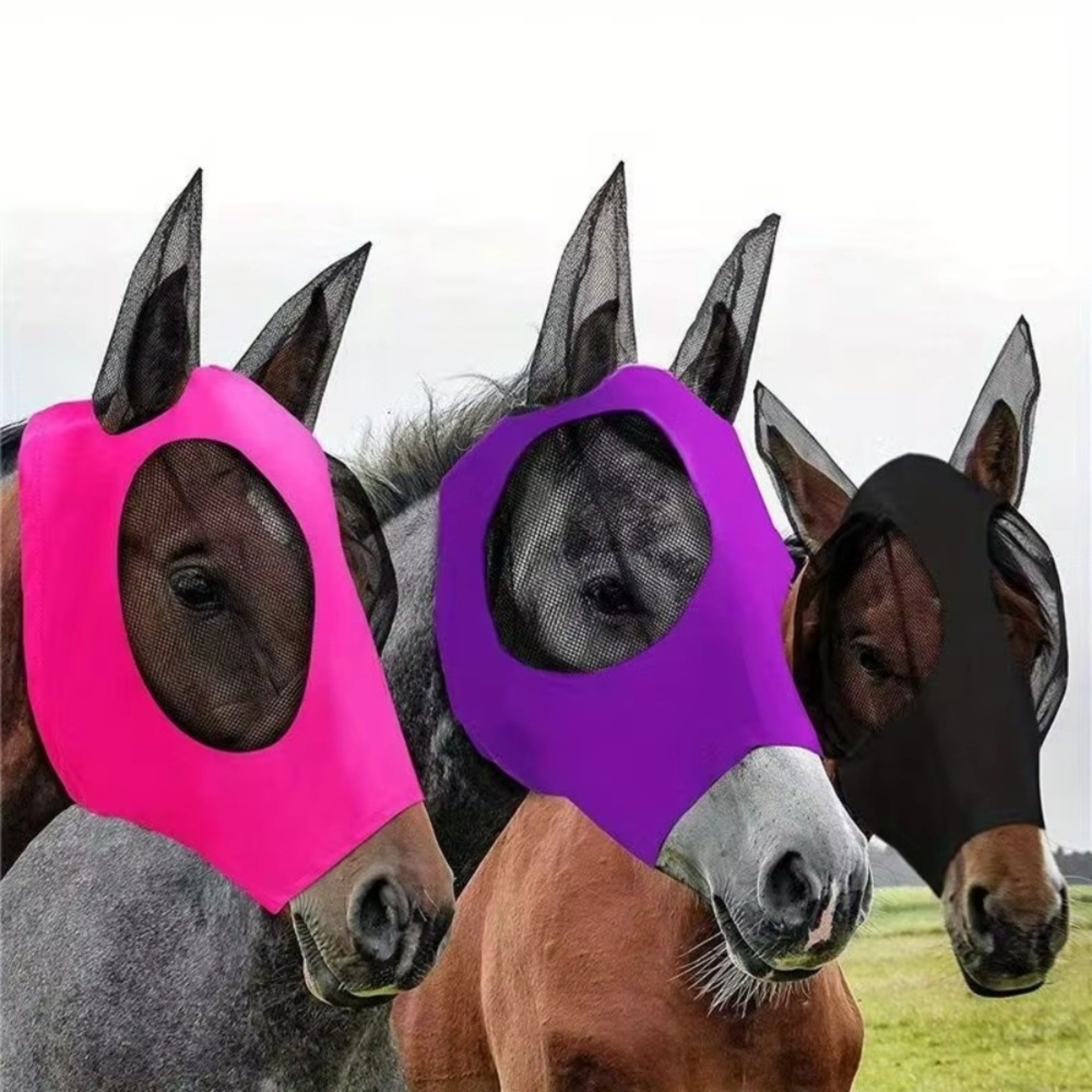 Horse Fly Mask, Multifunctional Horse Mosquito Mask, Comfortable Sun UV Protection, Breathable Mesh Face Mask – view 3