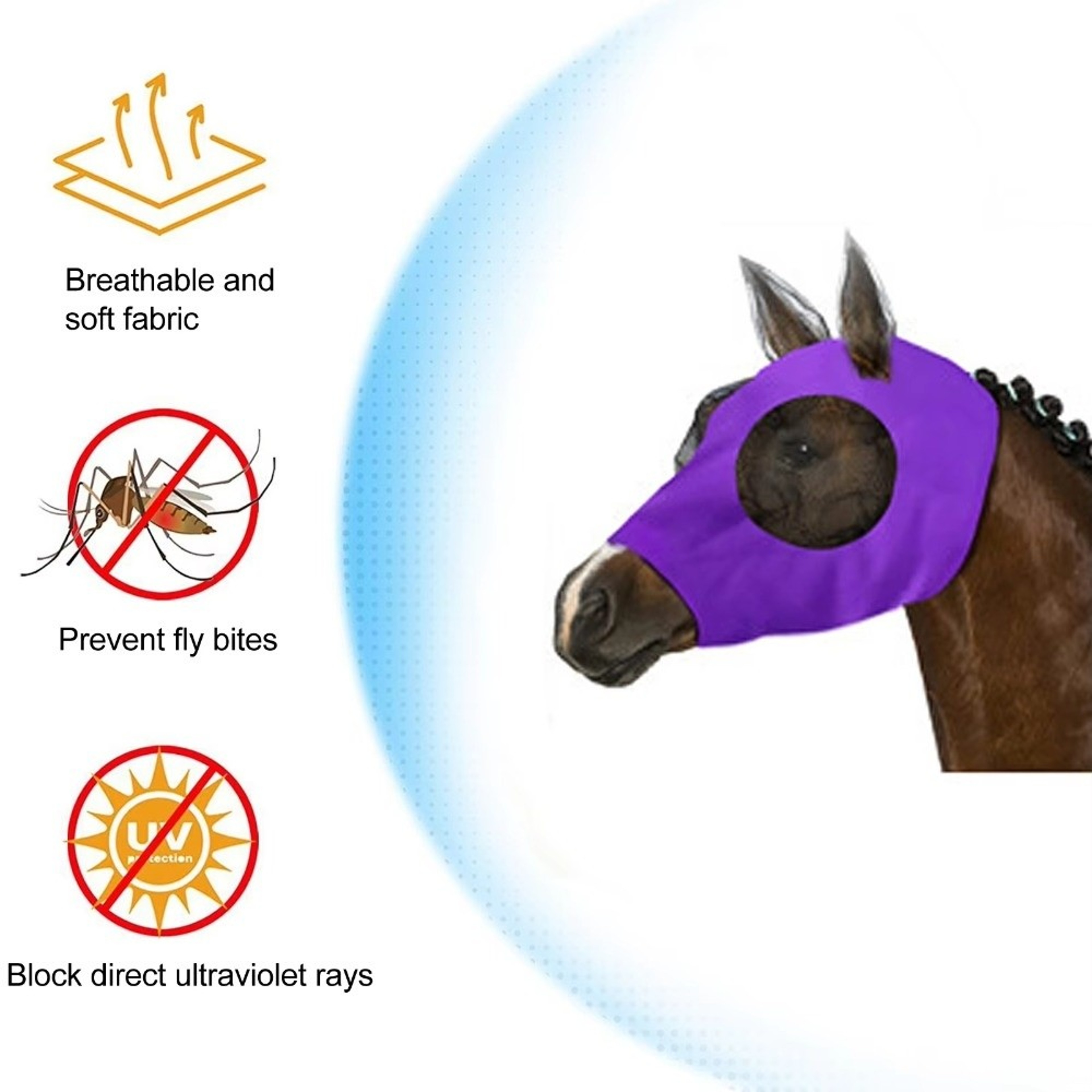 Horse Fly Mask, Multifunctional Horse Mosquito Mask, Comfortable Sun UV Protection, Breathable Mesh Face Mask – view 4