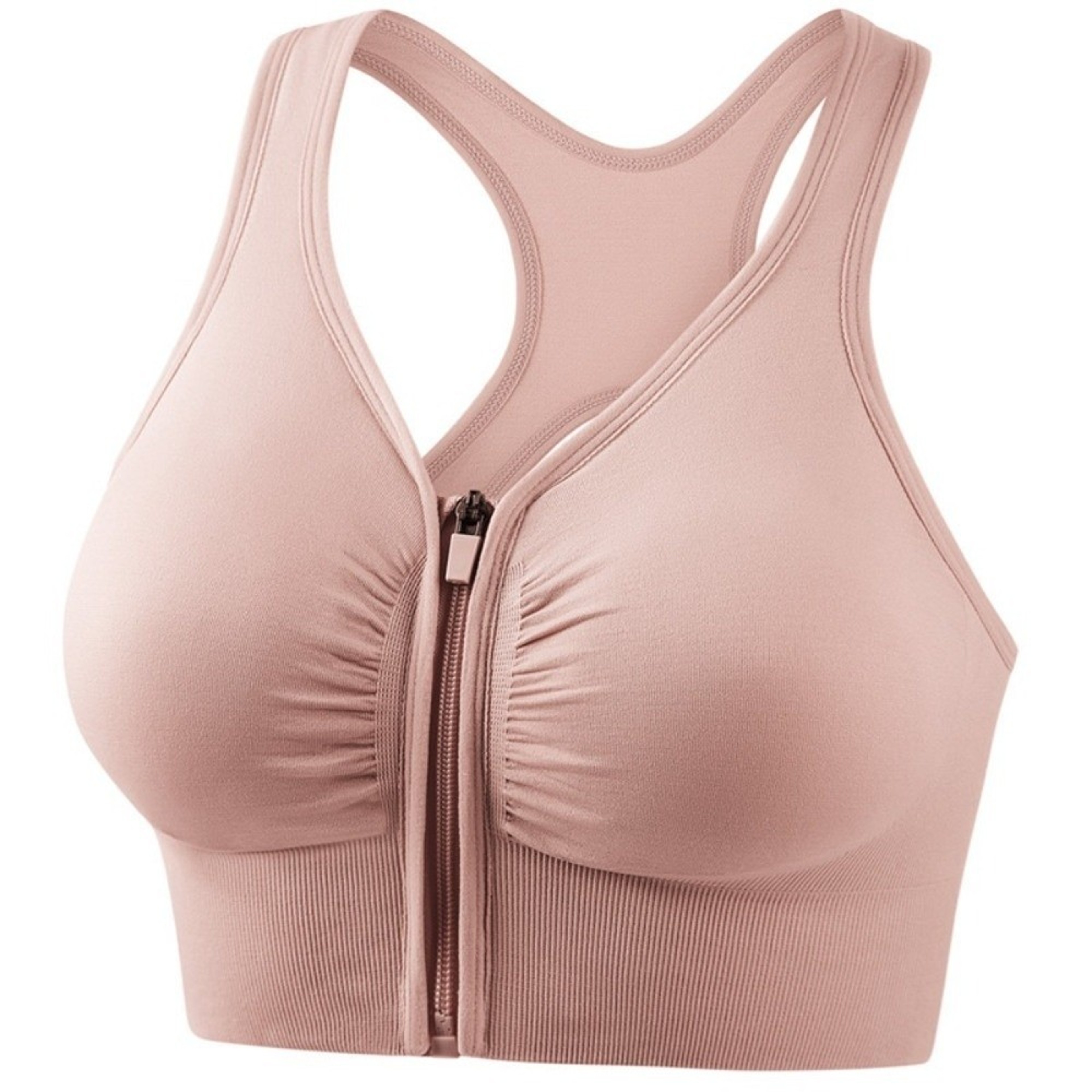 Shock Resistant Sports Bra, Front Zipper Design, Plus Size, Breathable Seamless Gym Top – view 1
